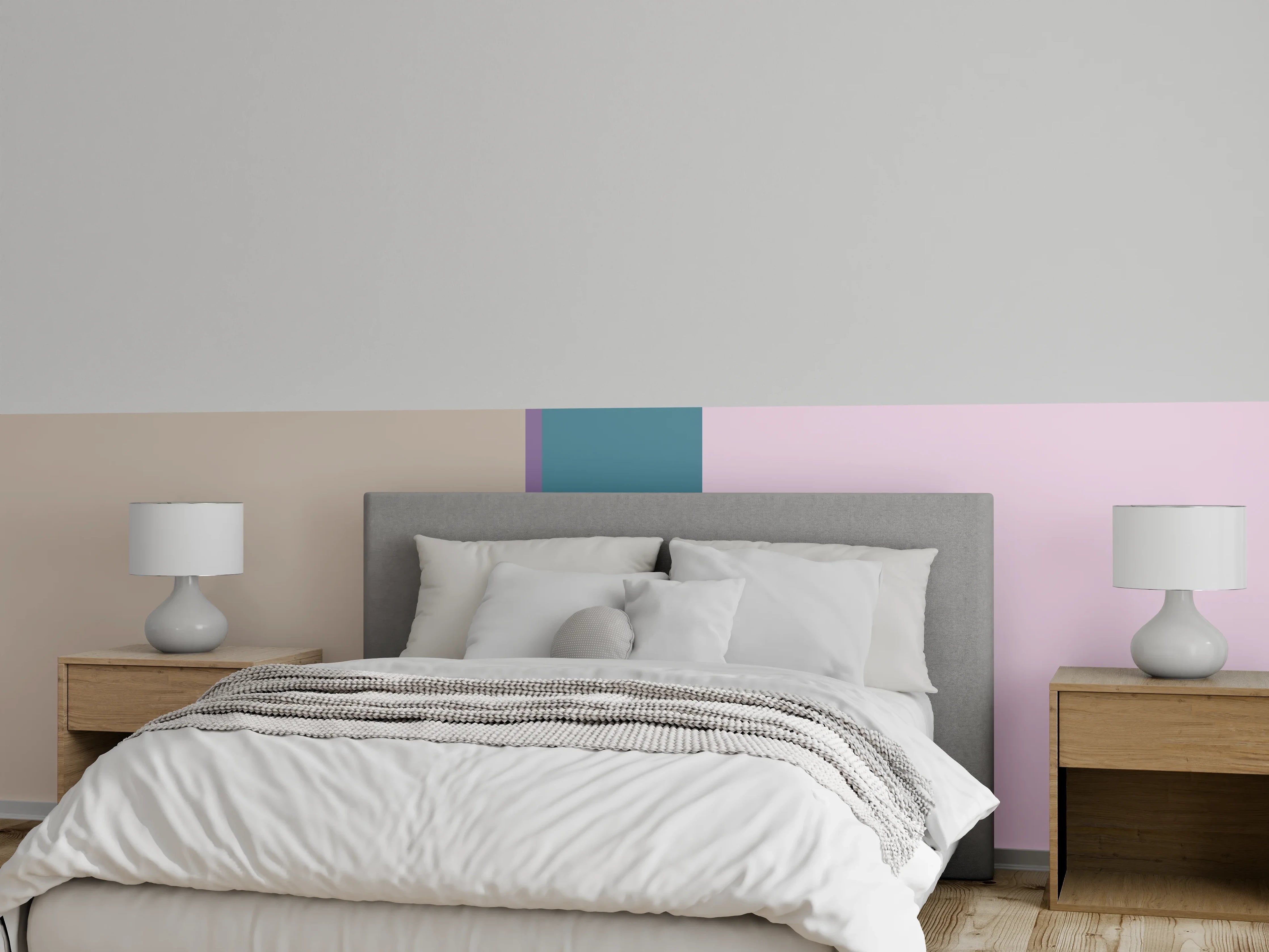 Wandverkleidung Schlafzimmer - Pastellstreifen mit sanften Grauschattierungen