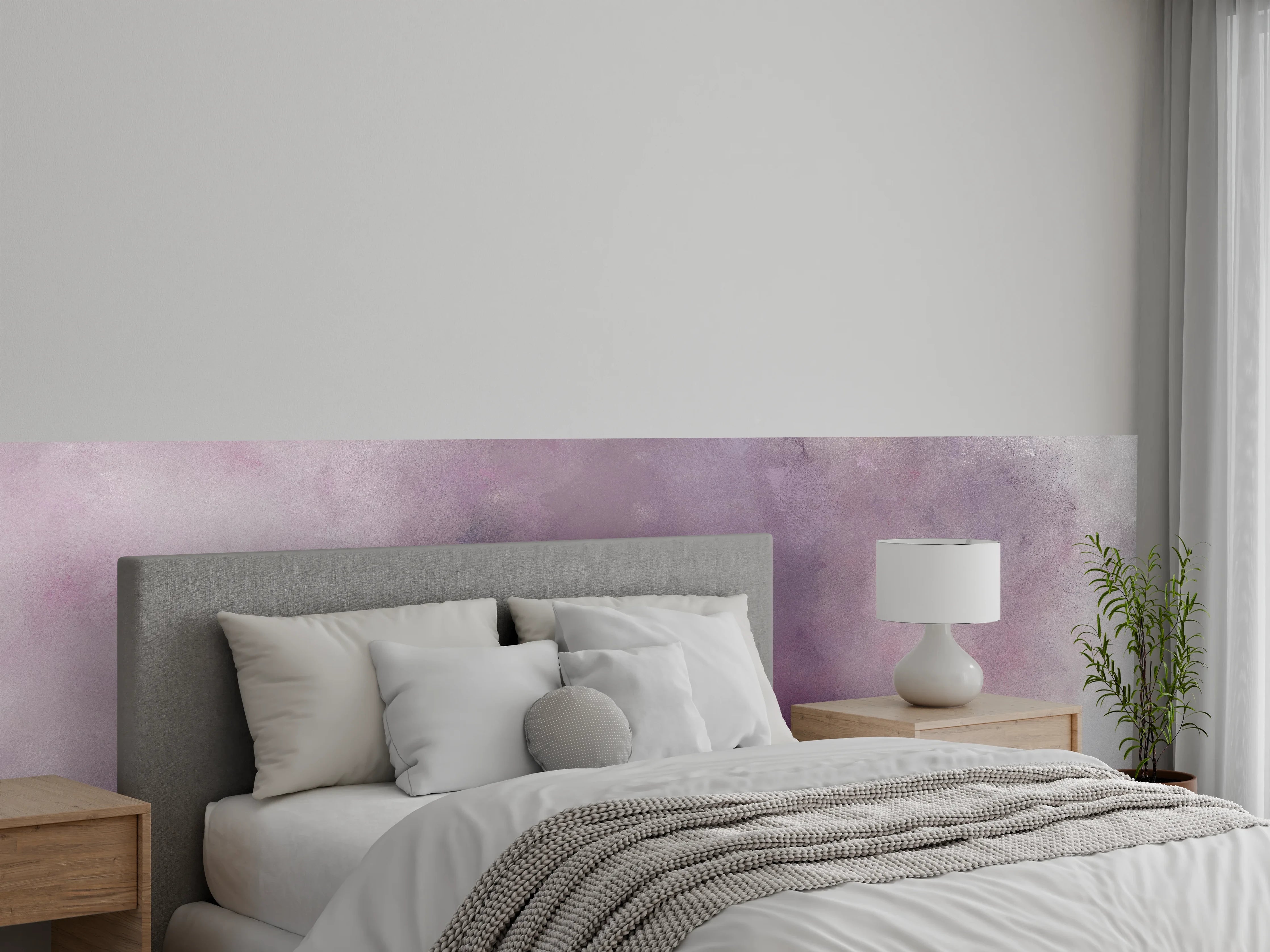 Wandverkleidung Schlafzimmer - Pastellstruktur in Lila und Grau