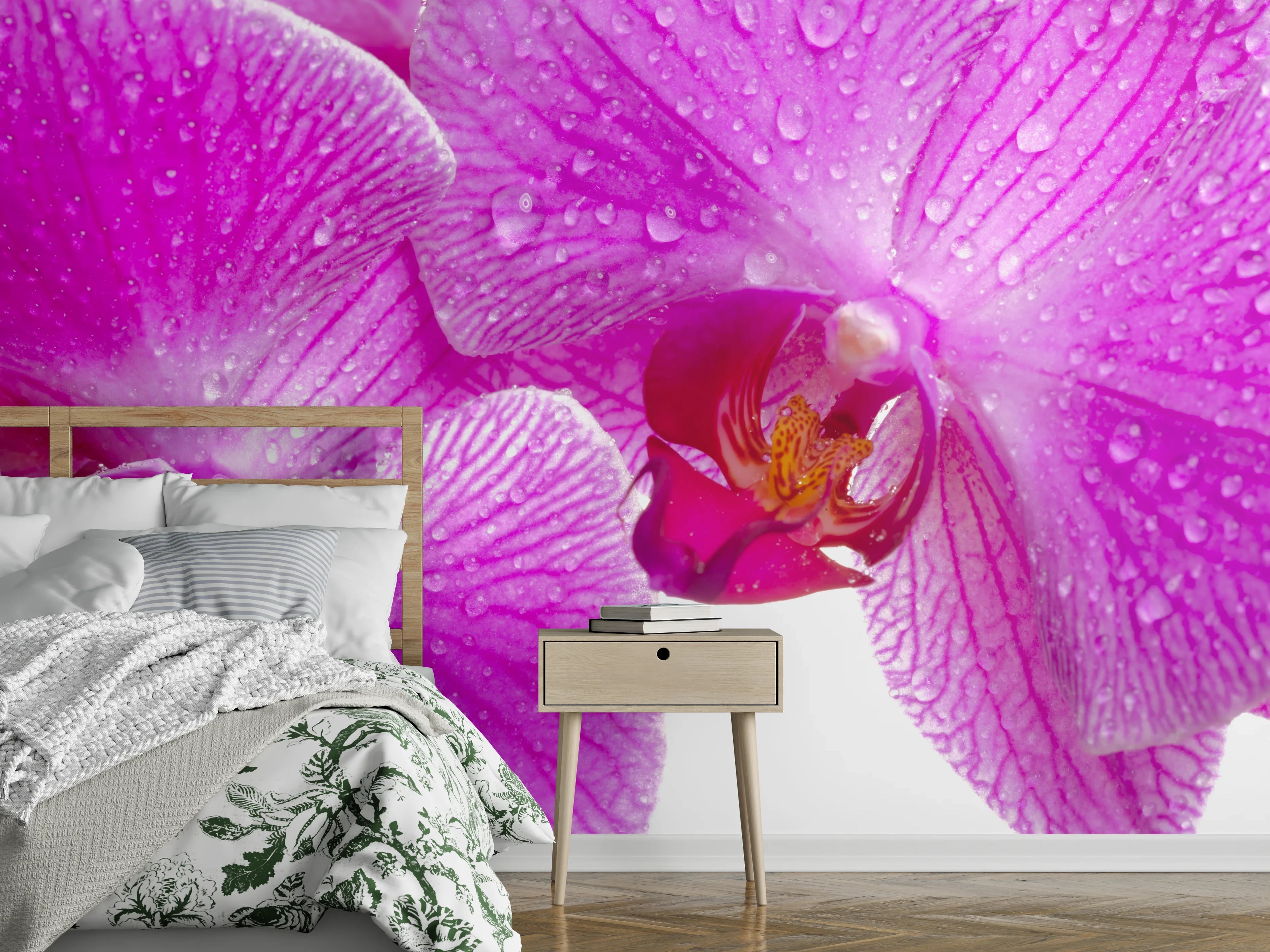 Wandverkleidung Schlafzimmer - Pinke Orchideen
