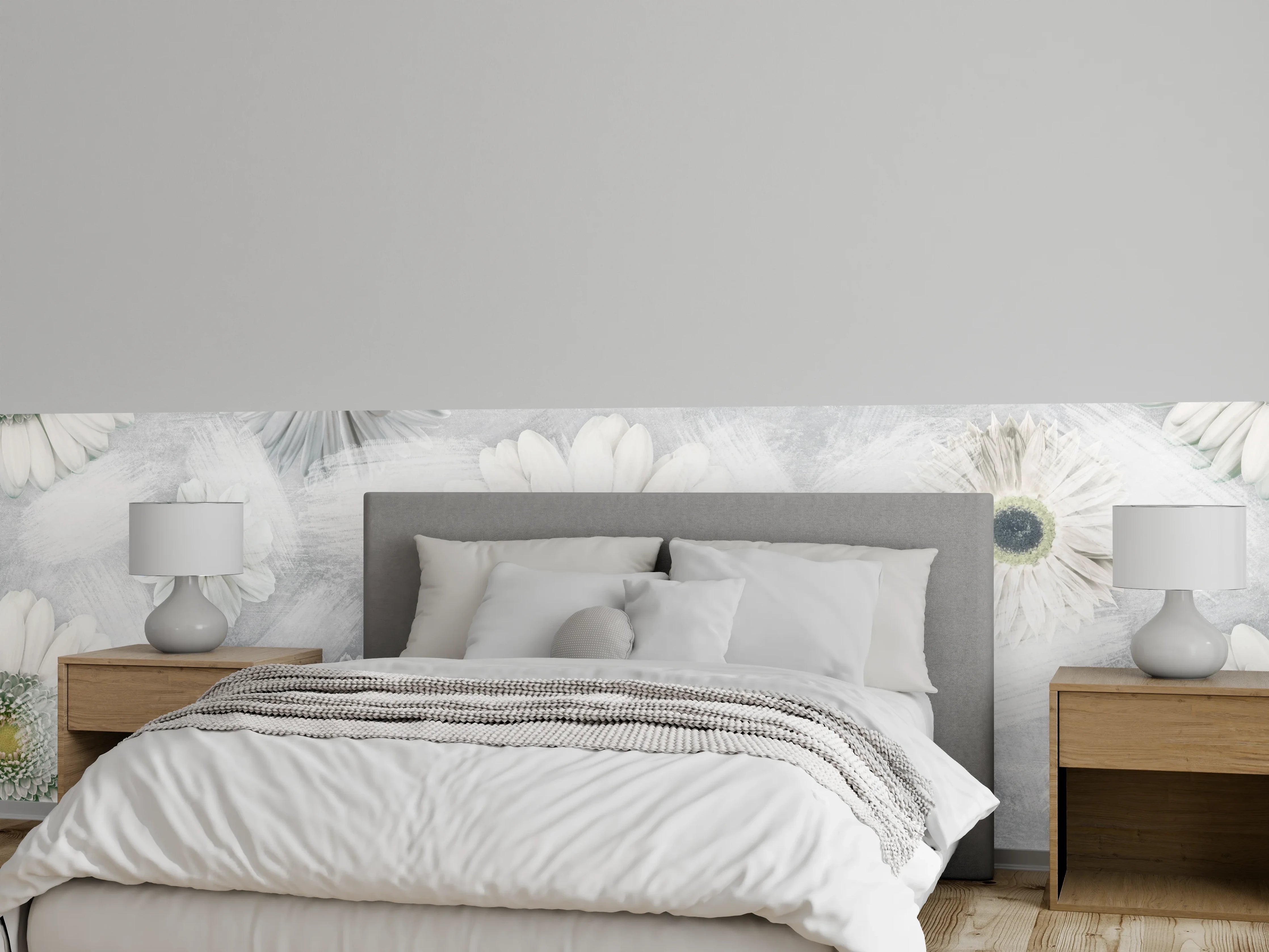 Wandverkleidung Schlafzimmer - Pinsel Effekt - Blumen Muster