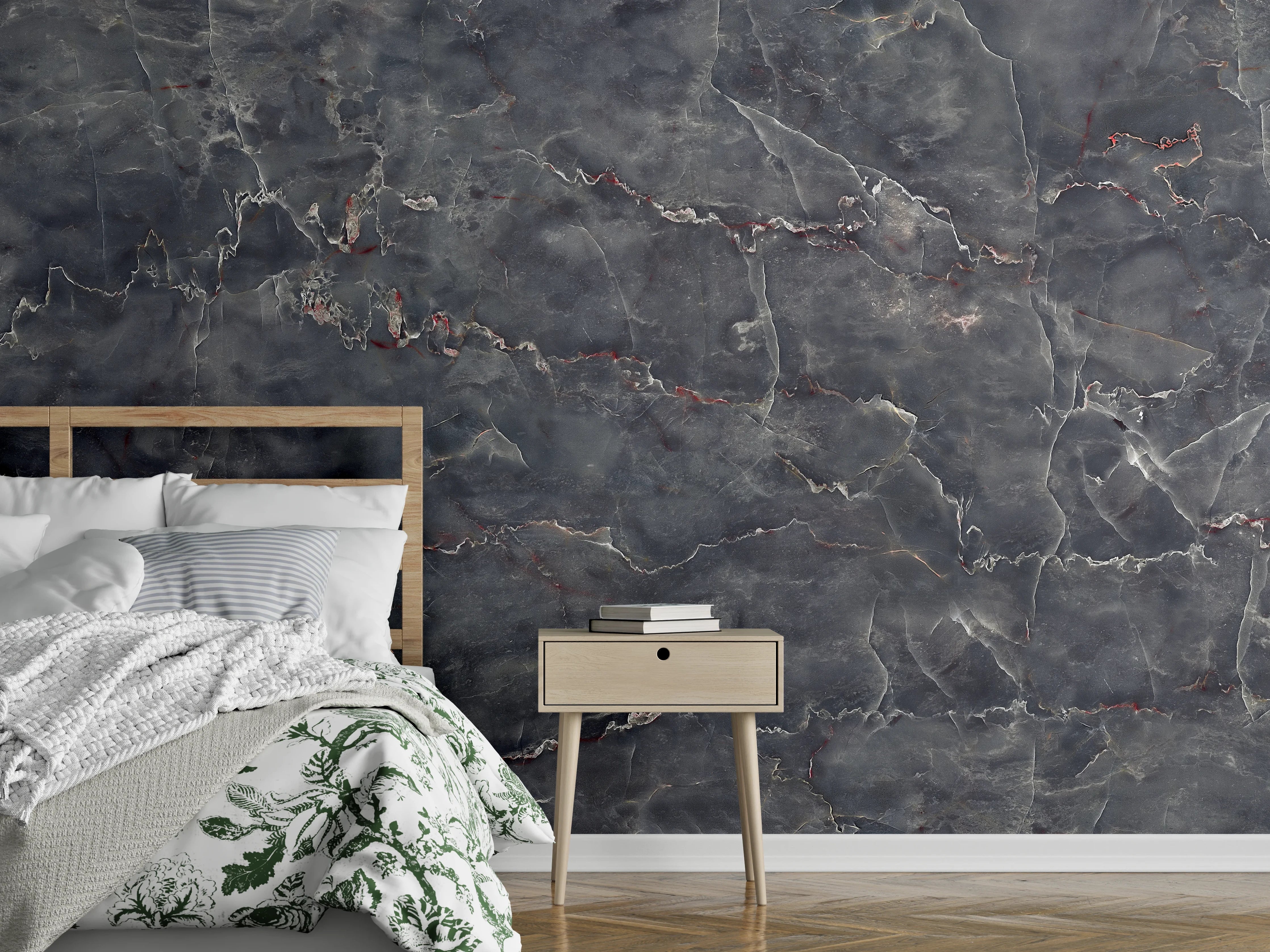 Wandverkleidung Schlafzimmer - Polierter Onyxmarmor mit Adern