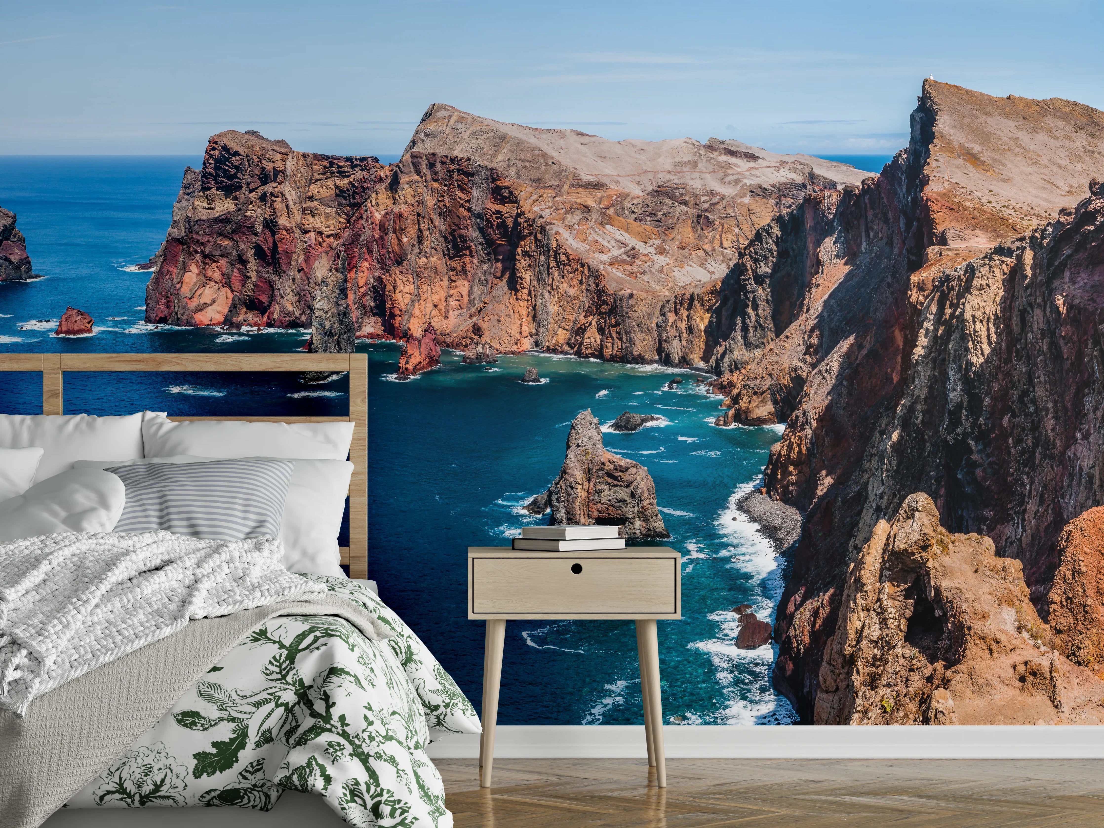 Wandverkleidung Schlafzimmer - Portugal Felsklippen, Tiefes Blau