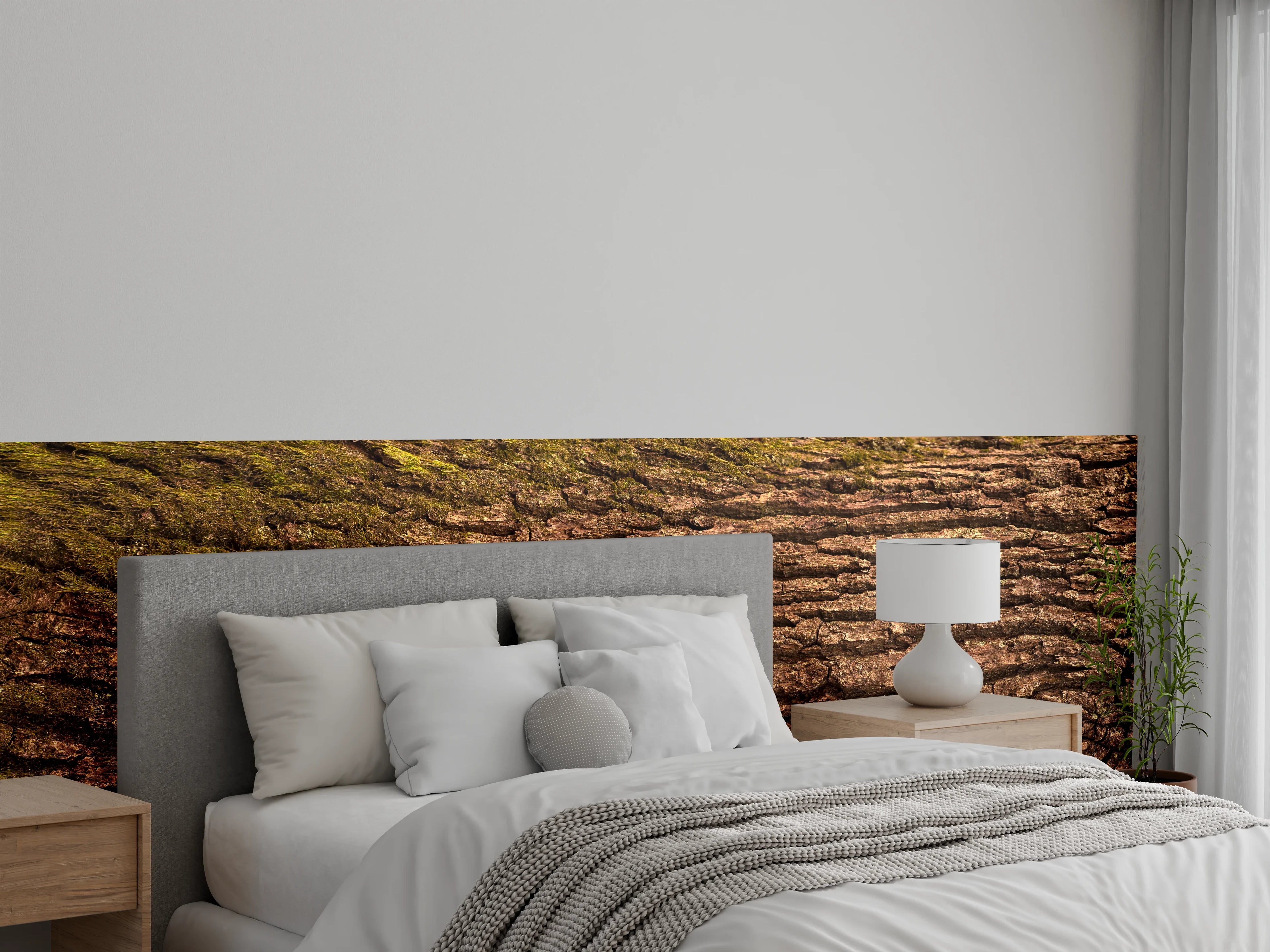 Wandverkleidung Schlafzimmer - Prachtvolle Eichen-Baumrinde Panorama