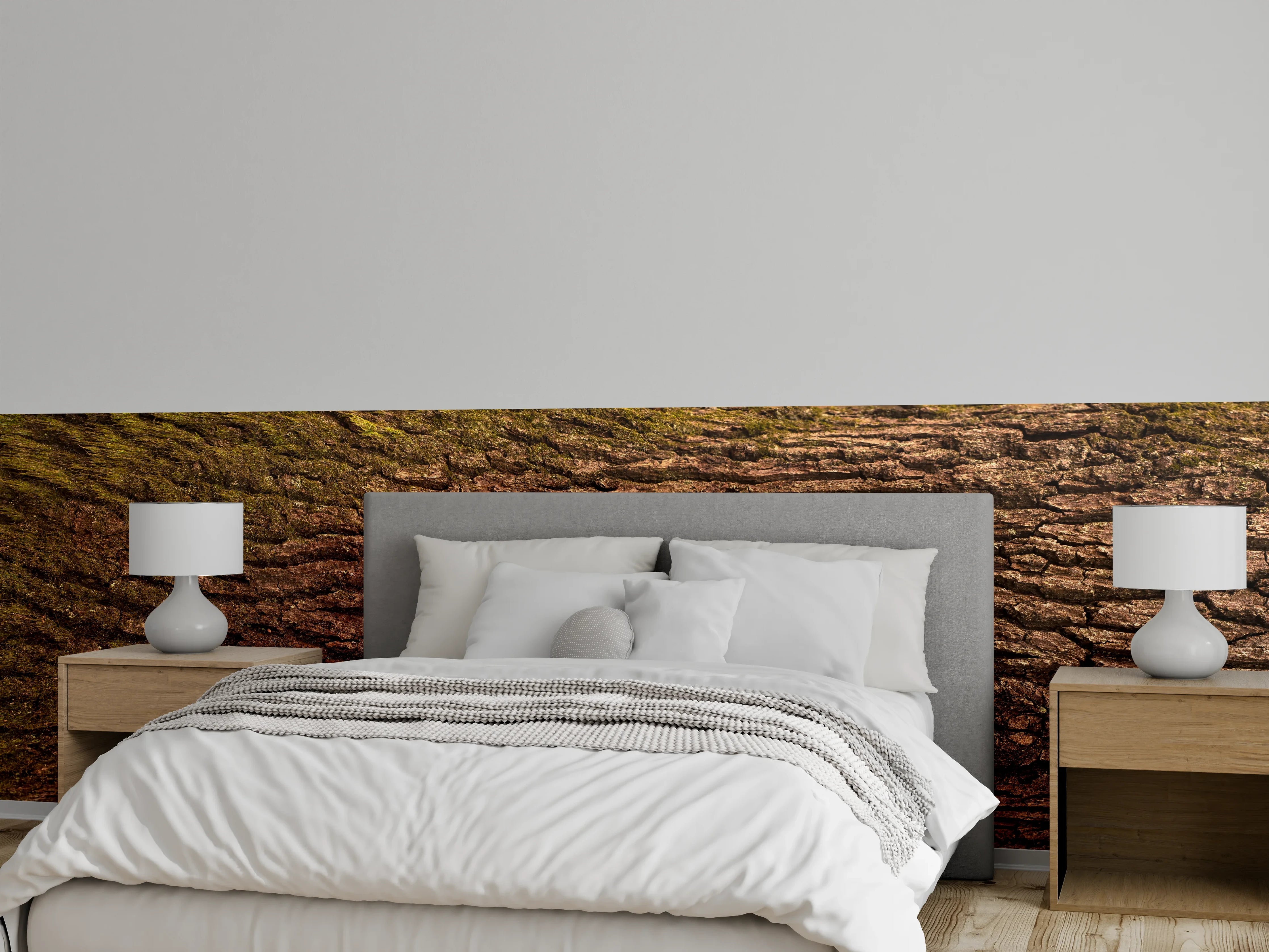Wandverkleidung Schlafzimmer - Prachtvolle Eichen-Baumrinde Panorama
