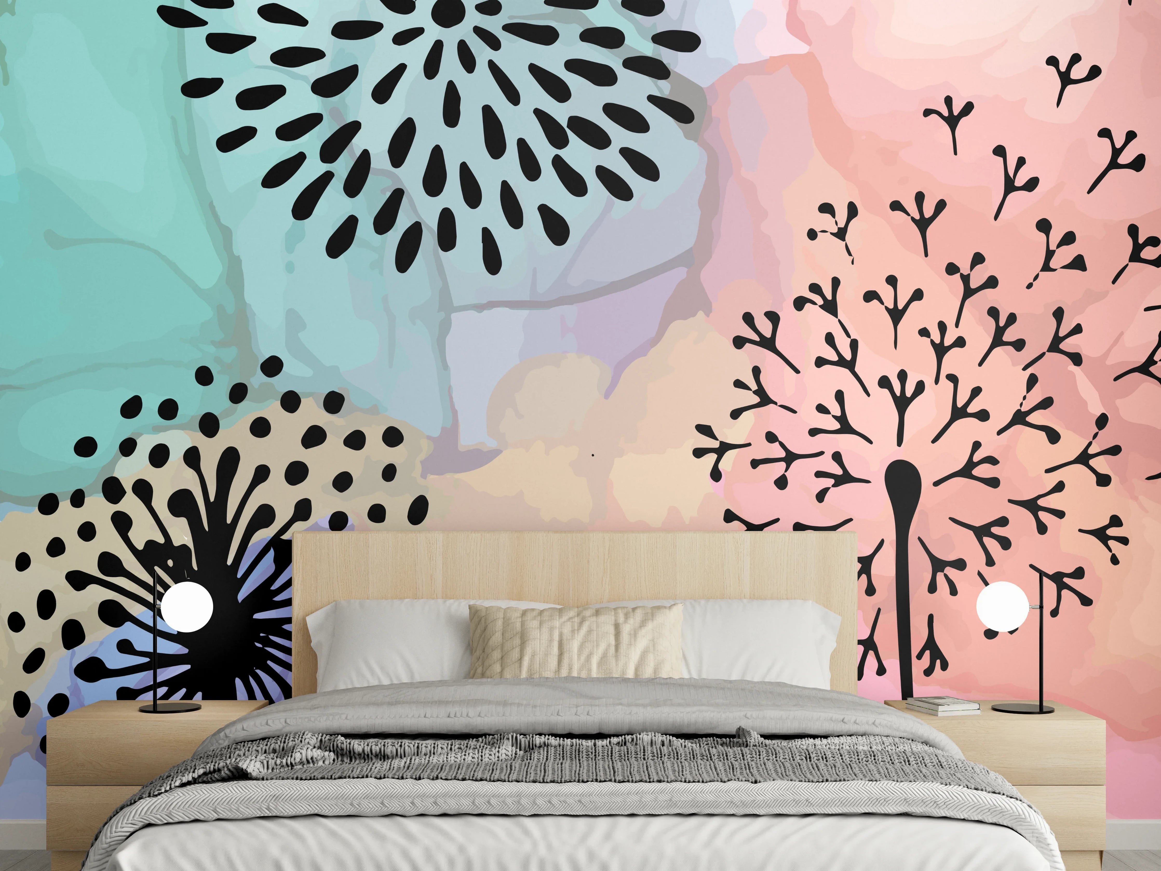 Wandverkleidung Schlafzimmer - Pusteblume Aquarell