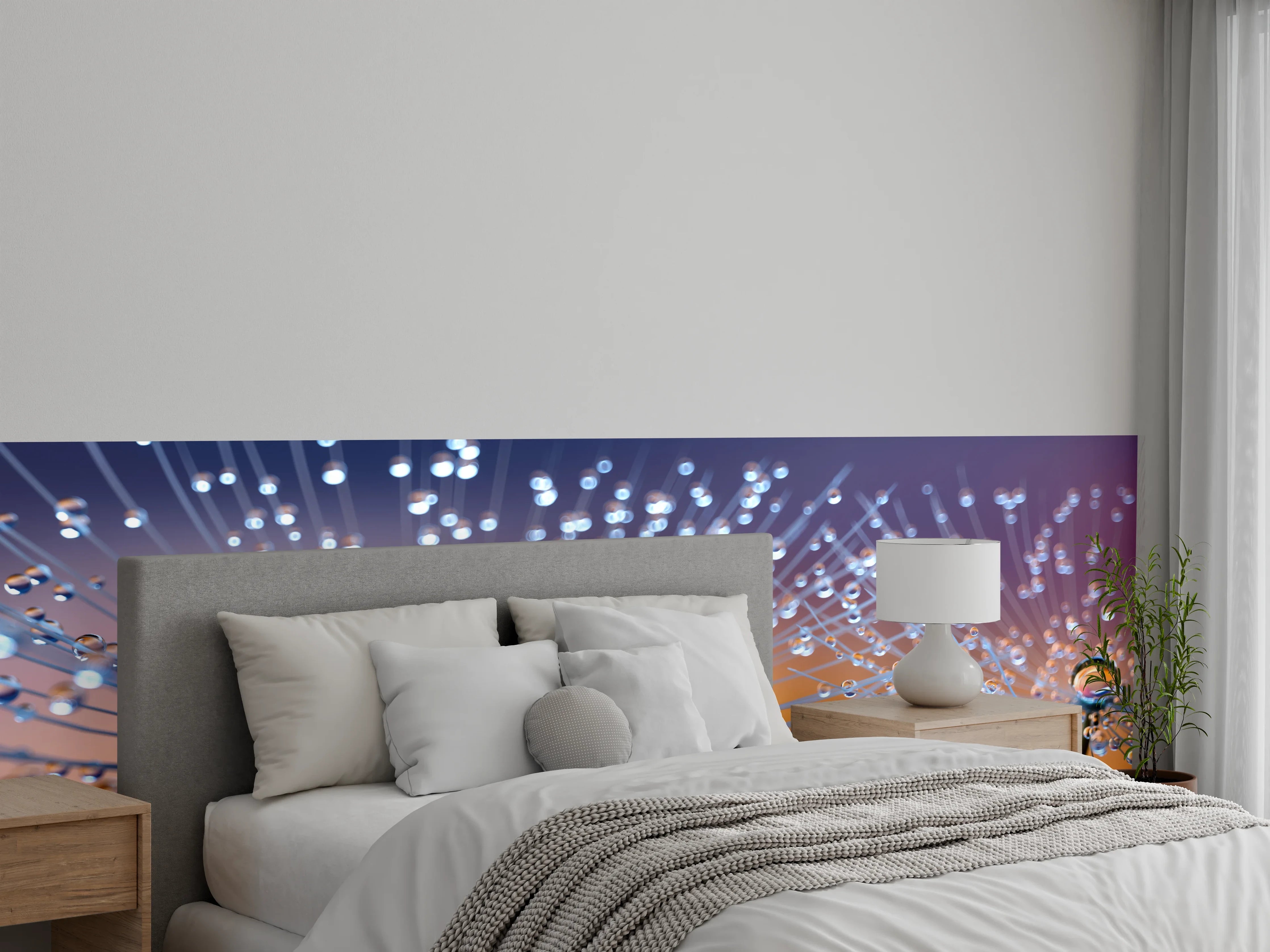 Wandverkleidung Schlafzimmer - Pusteblumen mit Tau