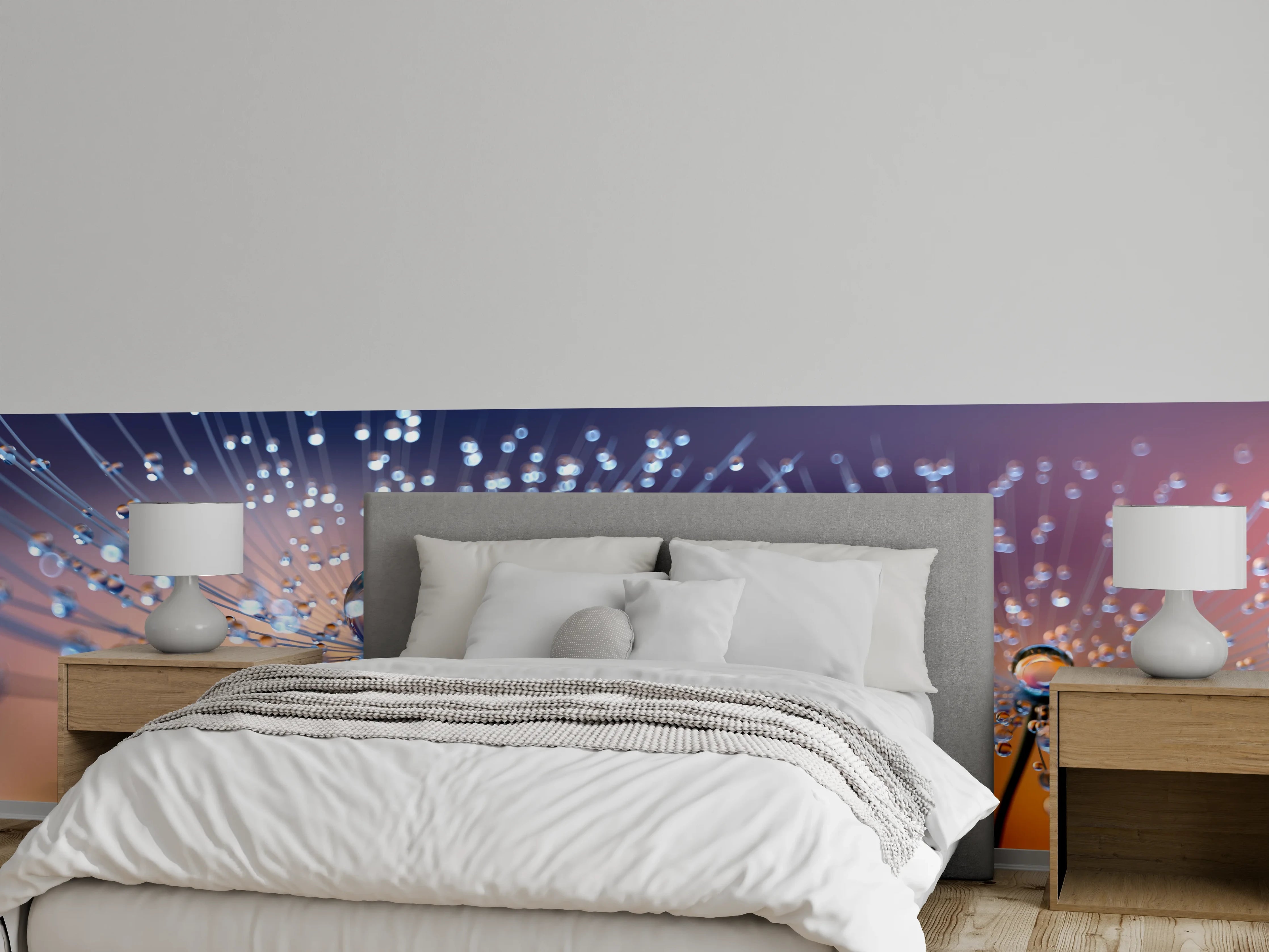 Wandverkleidung Schlafzimmer - Pusteblumen mit Tau