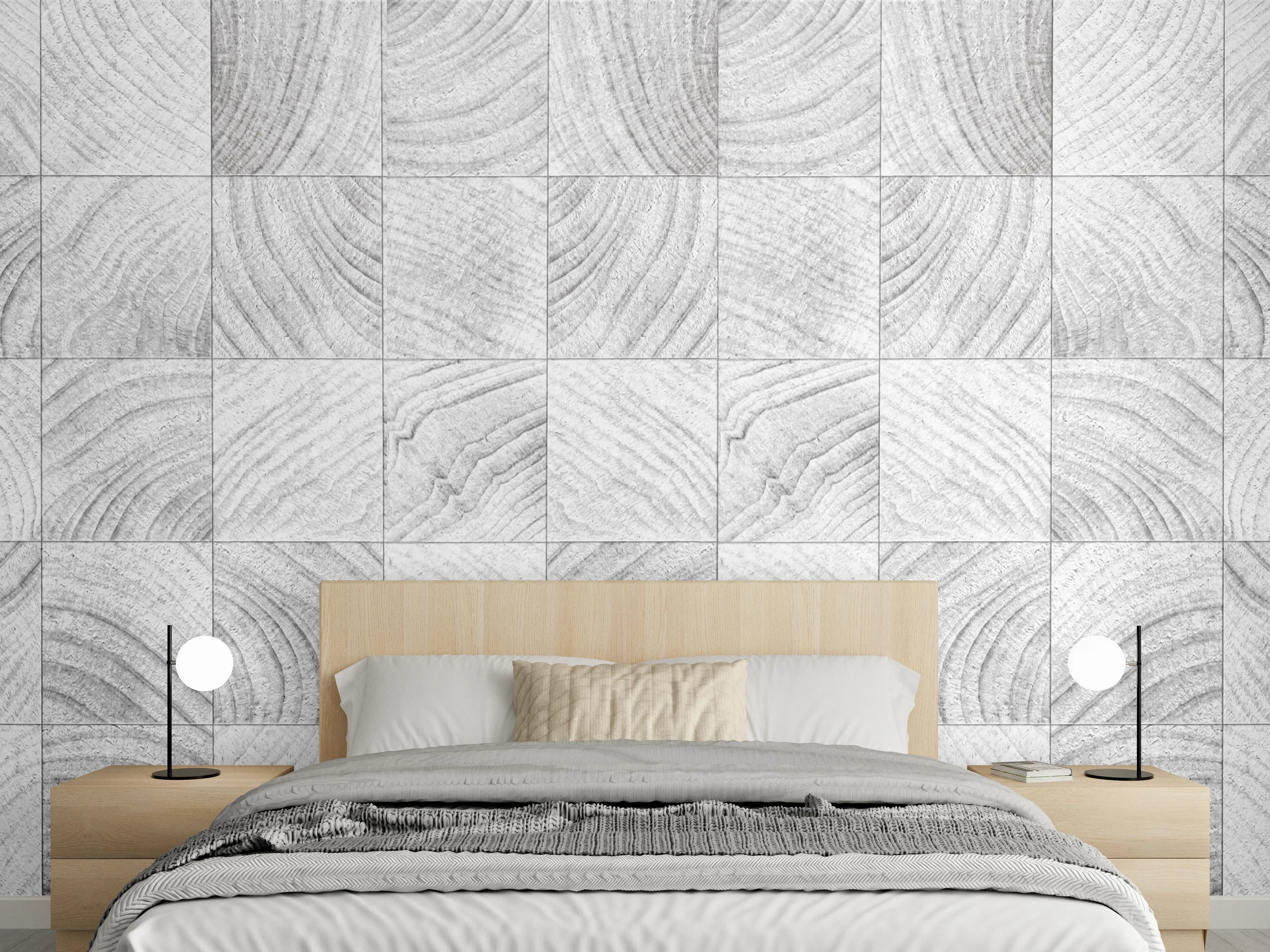 Wandverkleidung Schlafzimmer - Quadratische Holzartige Fliesen