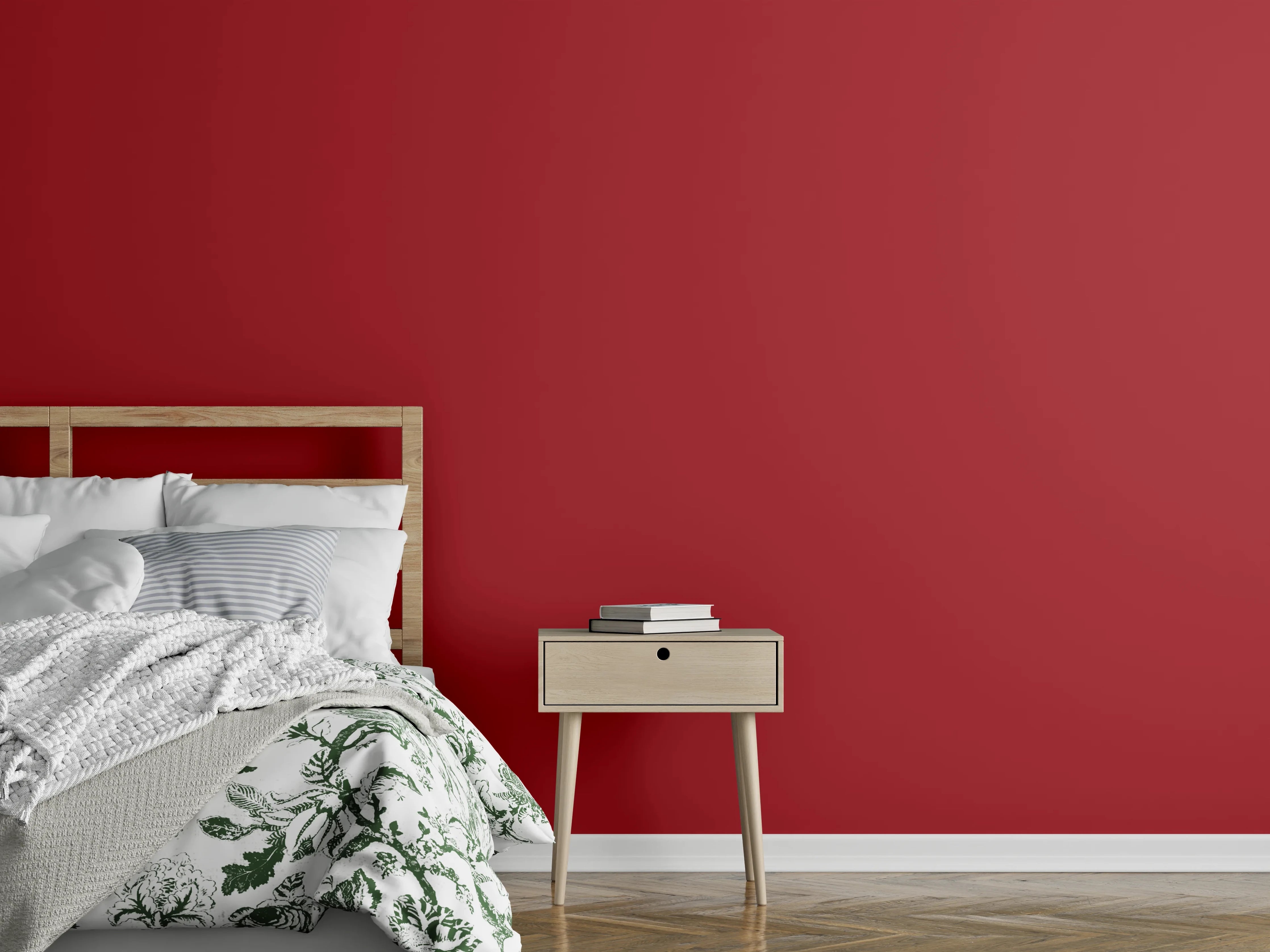 Wandverkleidung Schlafzimmer - RAL 3002 (Karminrot)