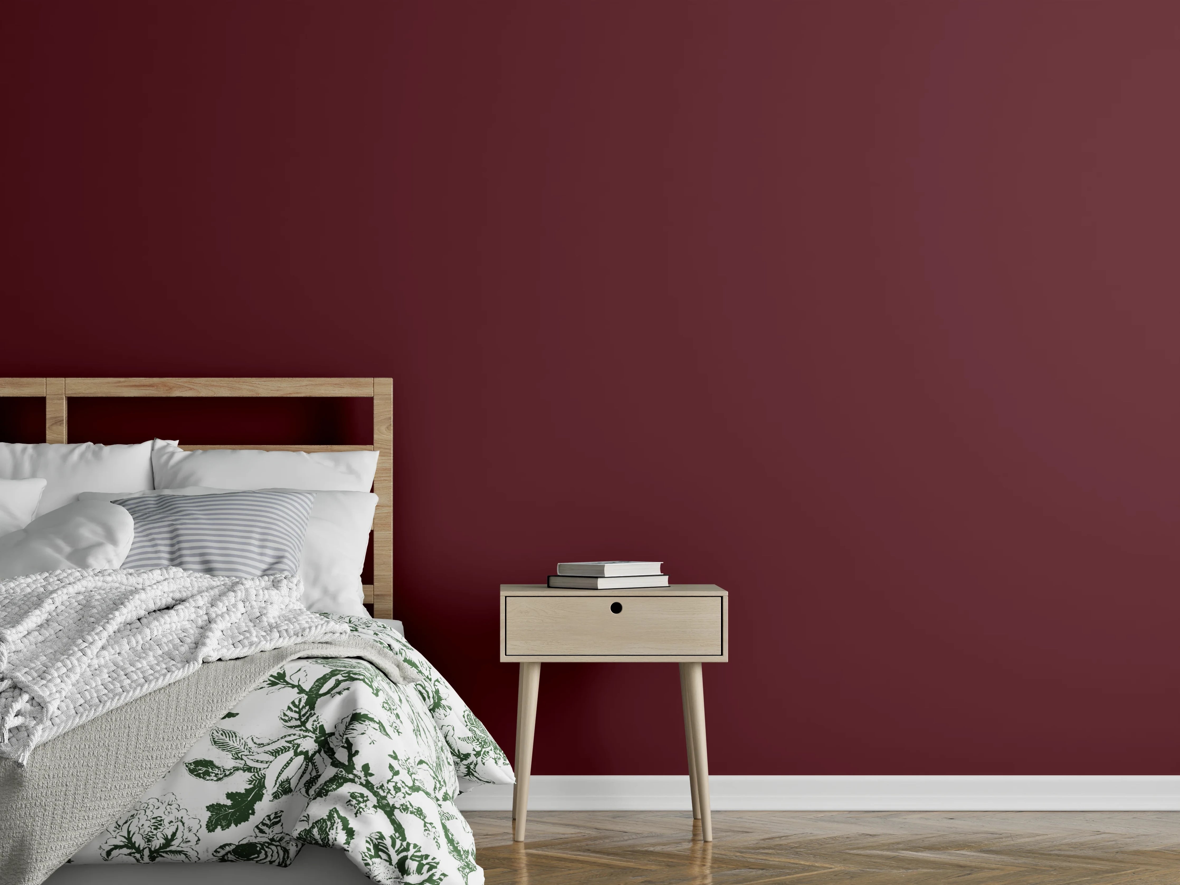Wandverkleidung Schlafzimmer - RAL 3005 (Weinrot)