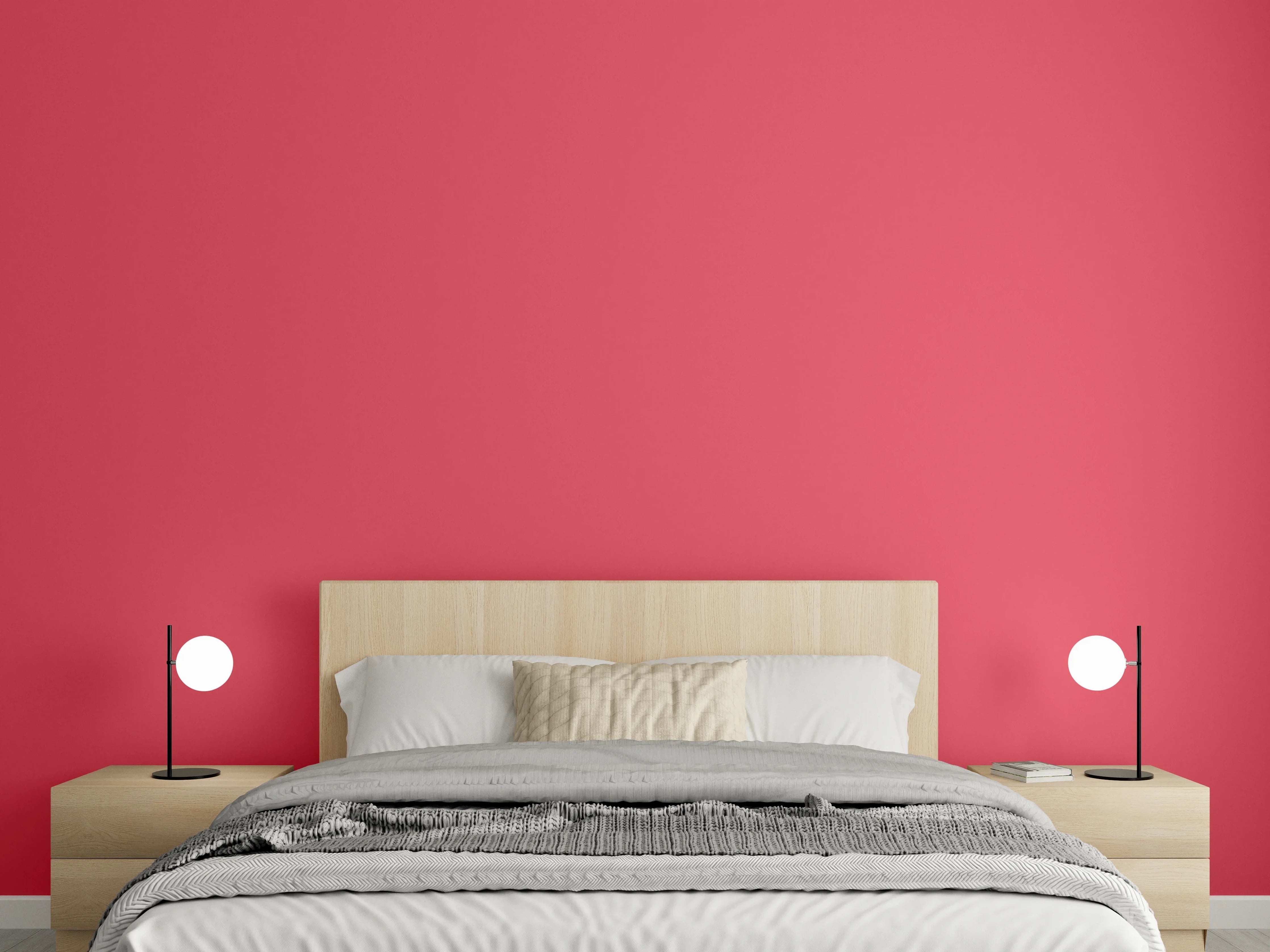 Wandverkleidung Schlafzimmer - RAL 3018 (erdbeerrot)