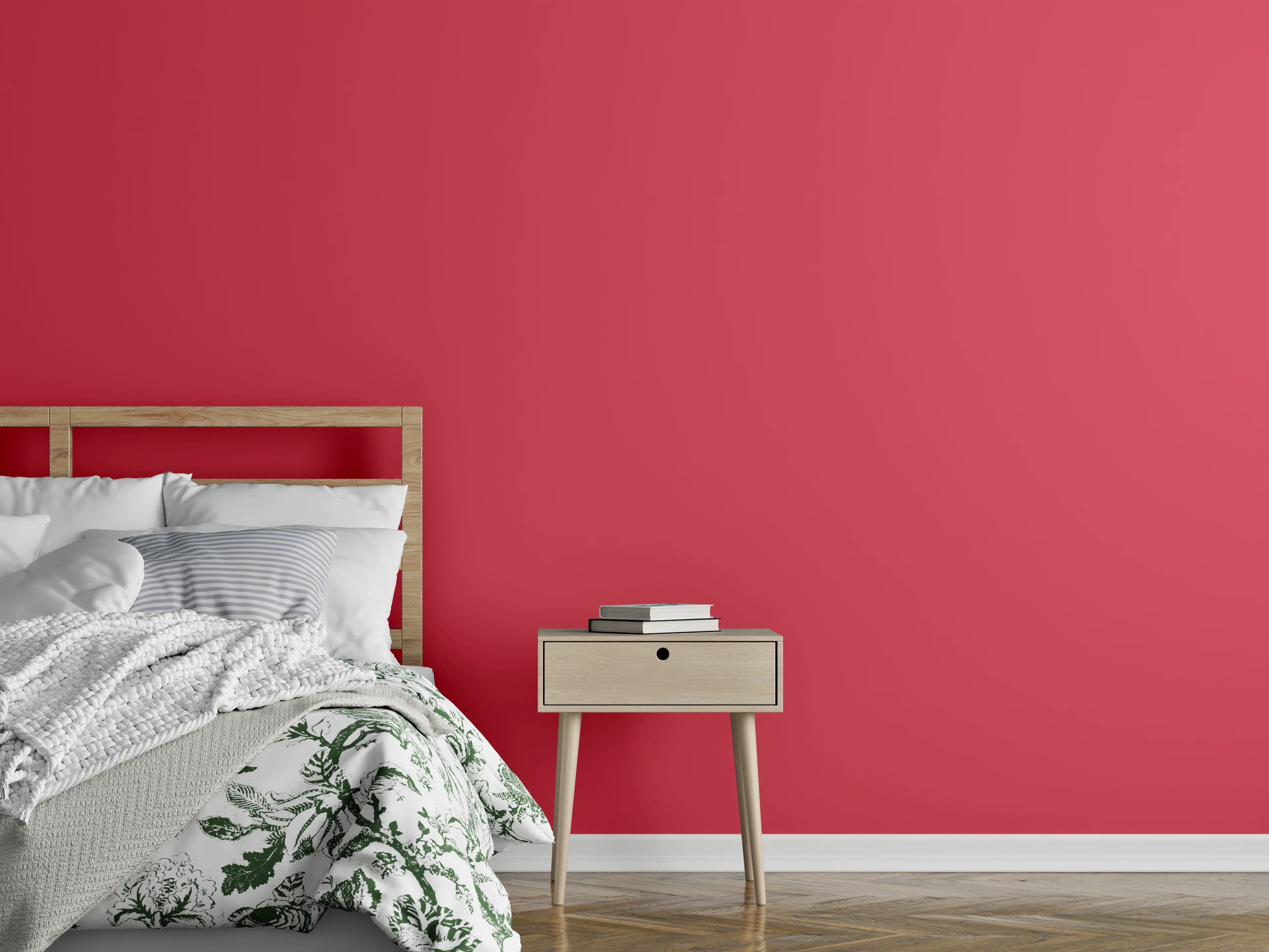 Wandverkleidung Schlafzimmer - RAL 3018 (erdbeerrot)