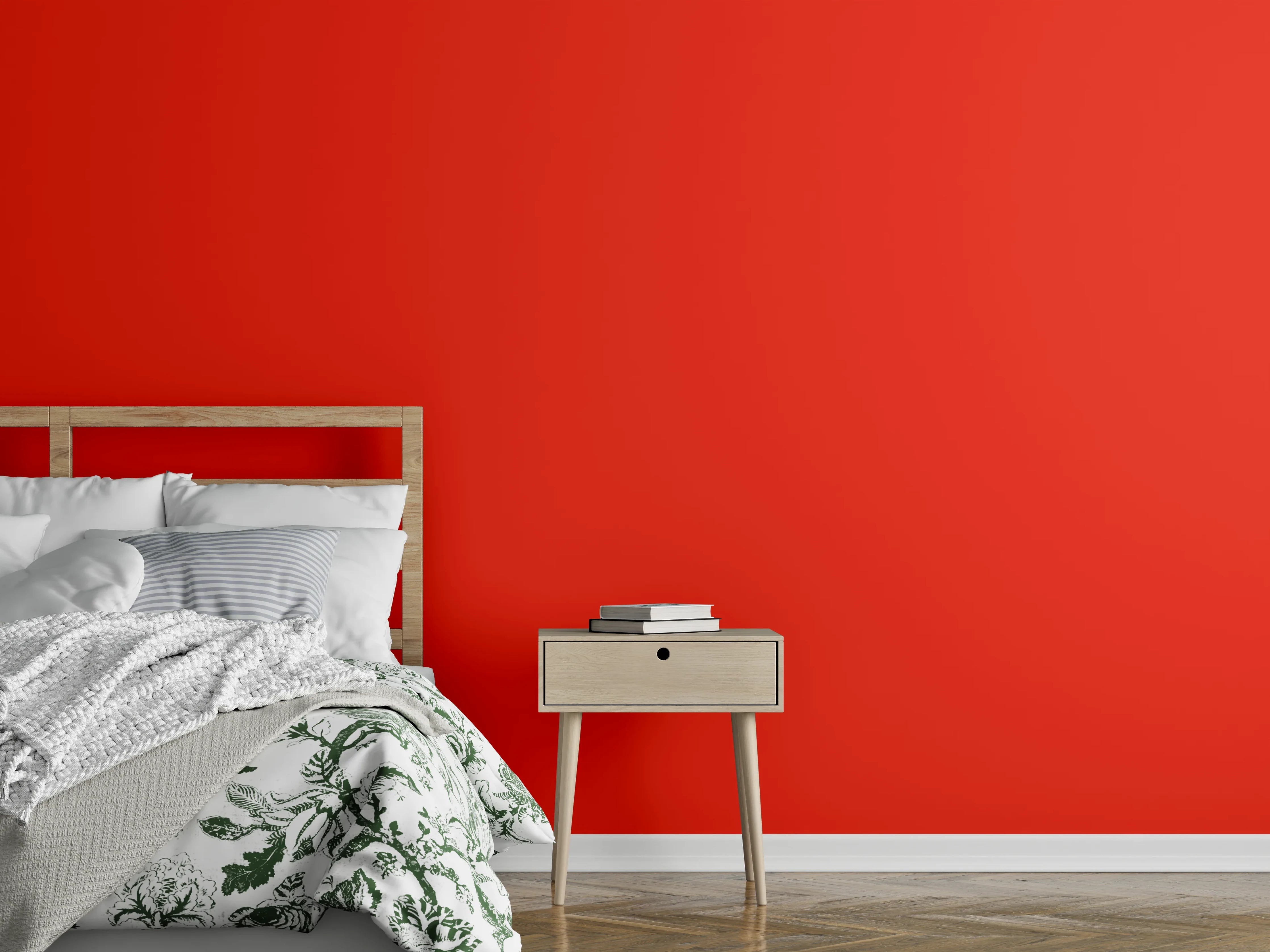 Wandverkleidung Schlafzimmer - RAL 3028 (Reines Rot)