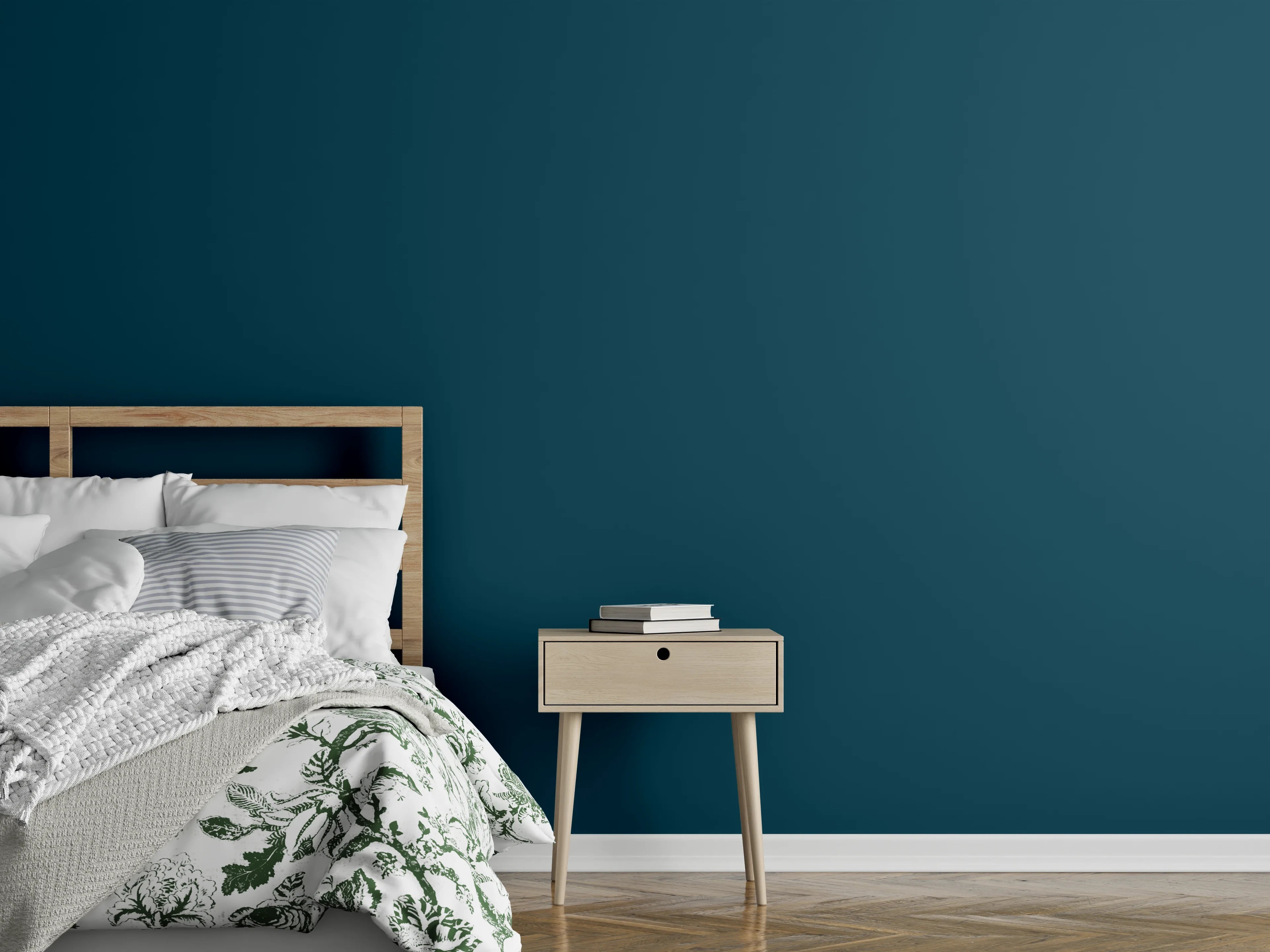 Wandverkleidung Schlafzimmer - RAL 5020 (Ozeanblau)