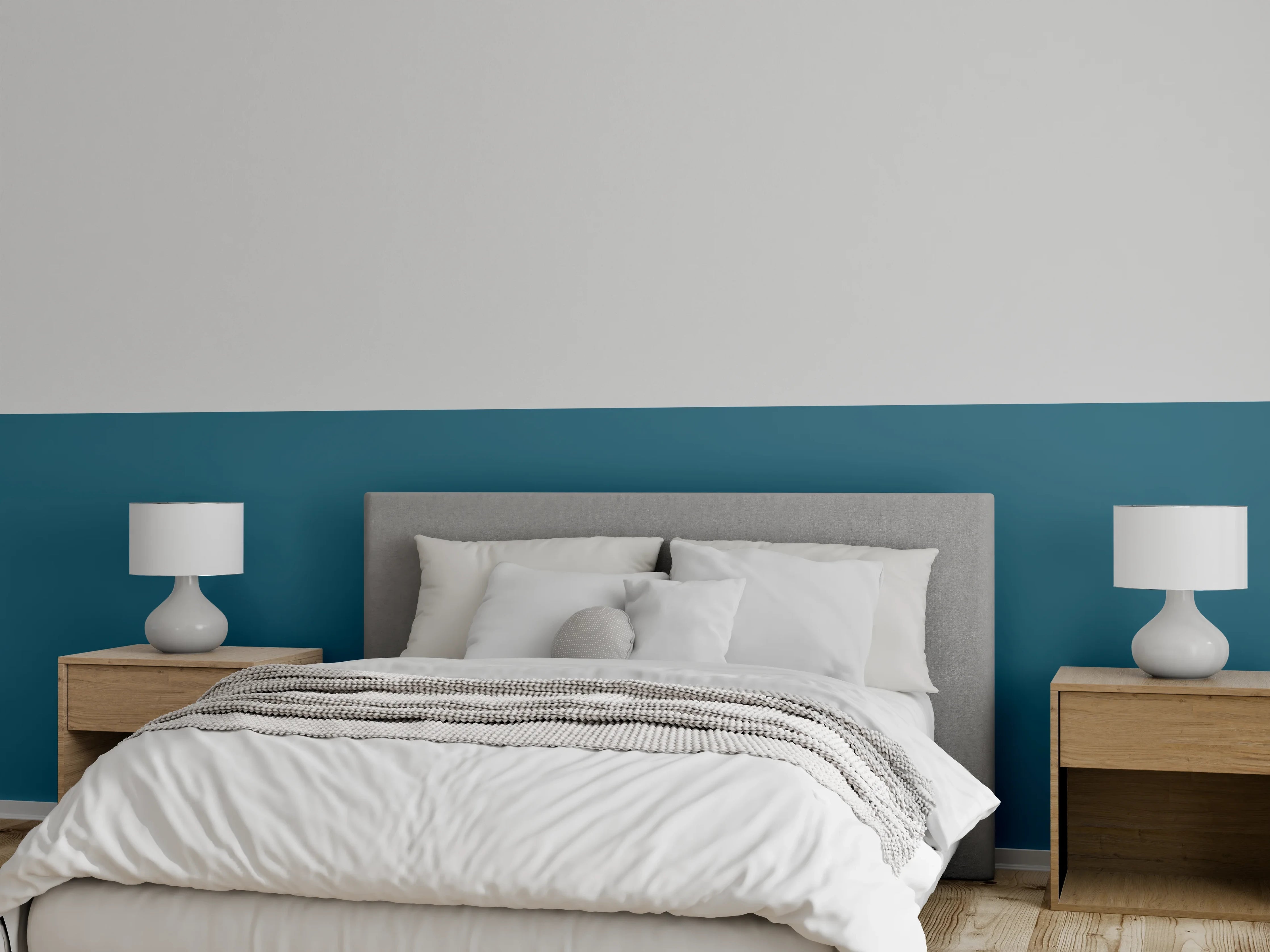 Wandverkleidung Schlafzimmer - RAL 5025 (Perlenzenzianblau)