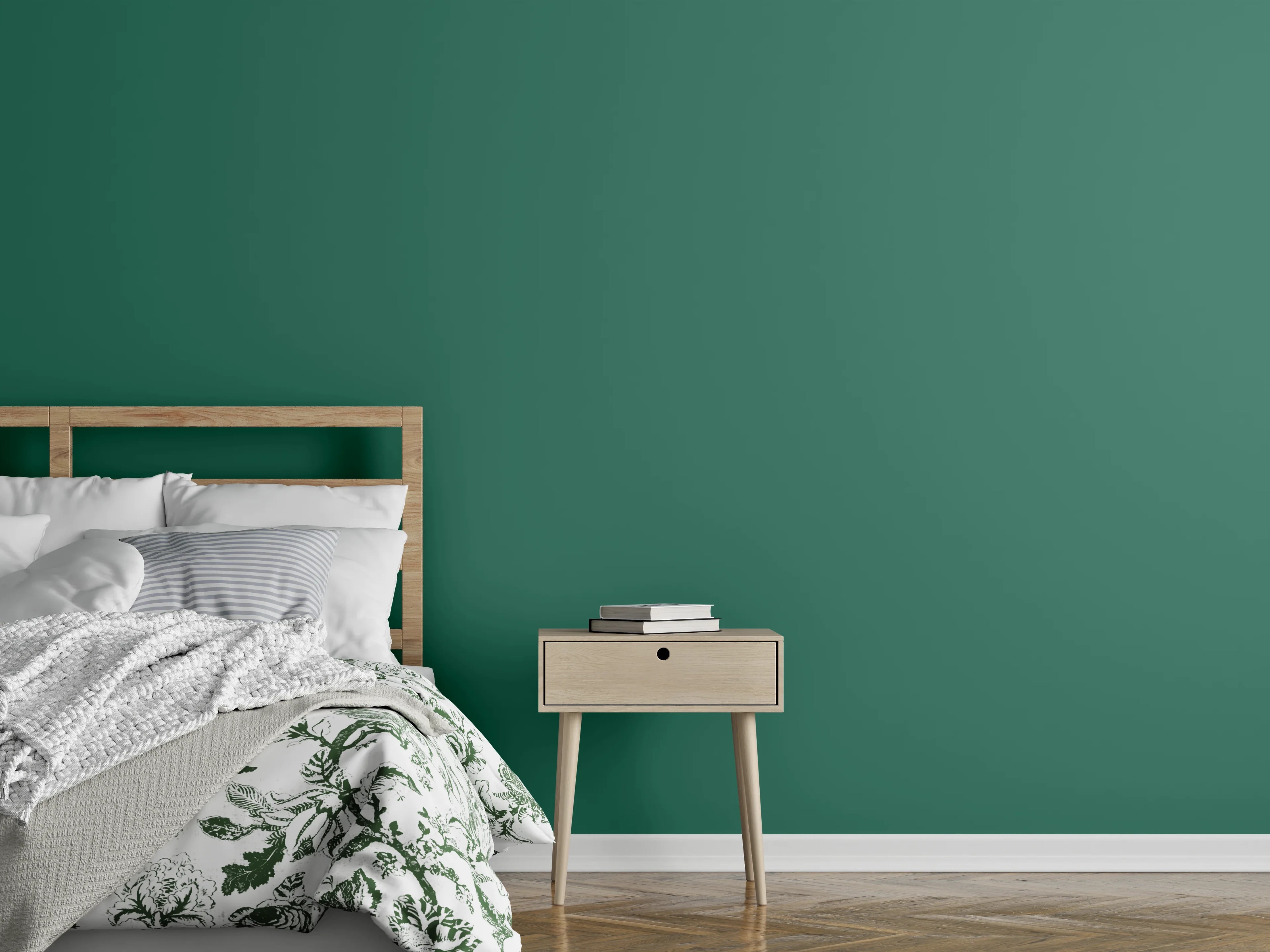 Wandverkleidung Schlafzimmer - RAL 6000 (Patinagrün)