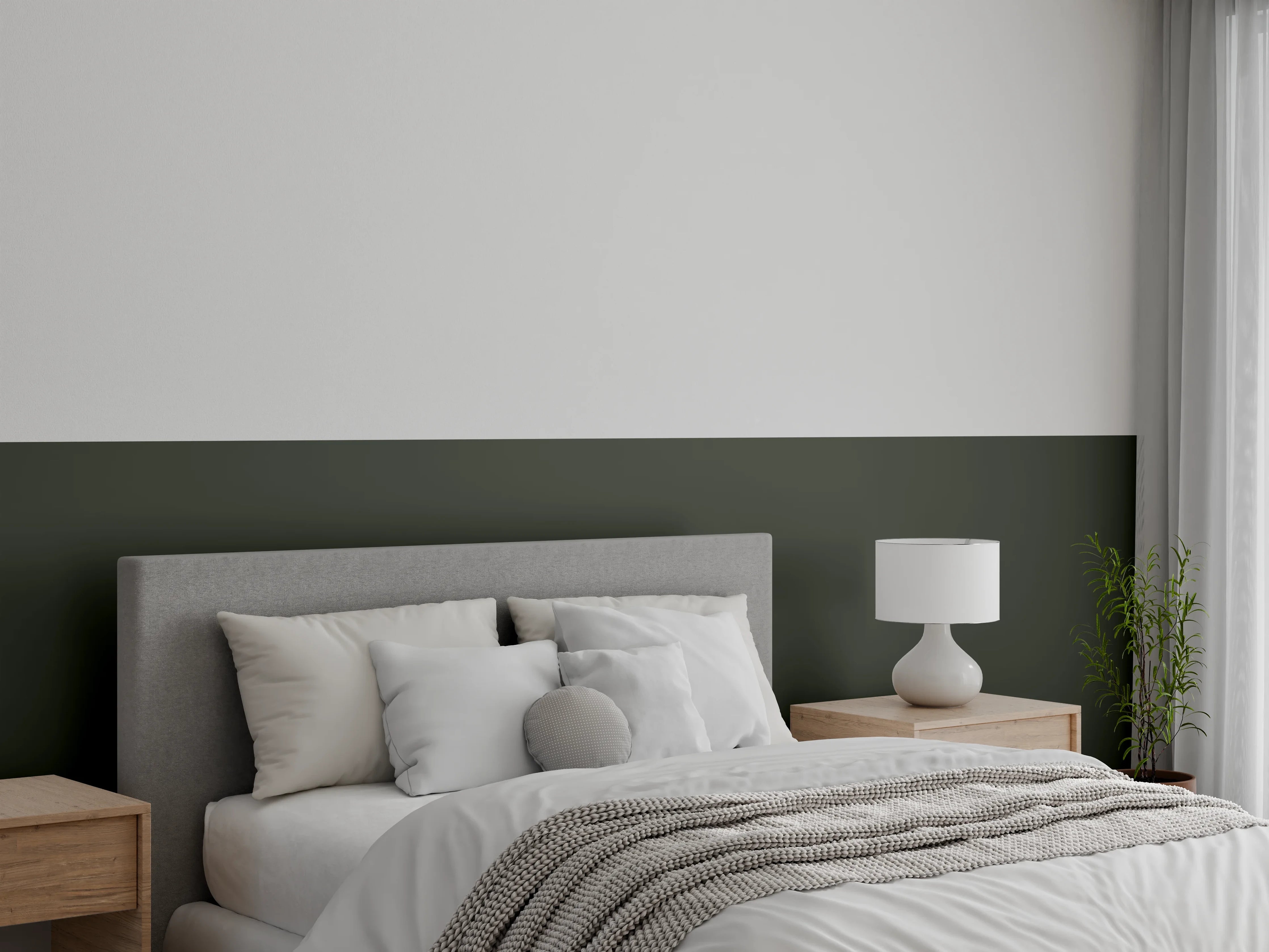 Wandverkleidung Schlafzimmer - RAL 6008 (Braungrün)
