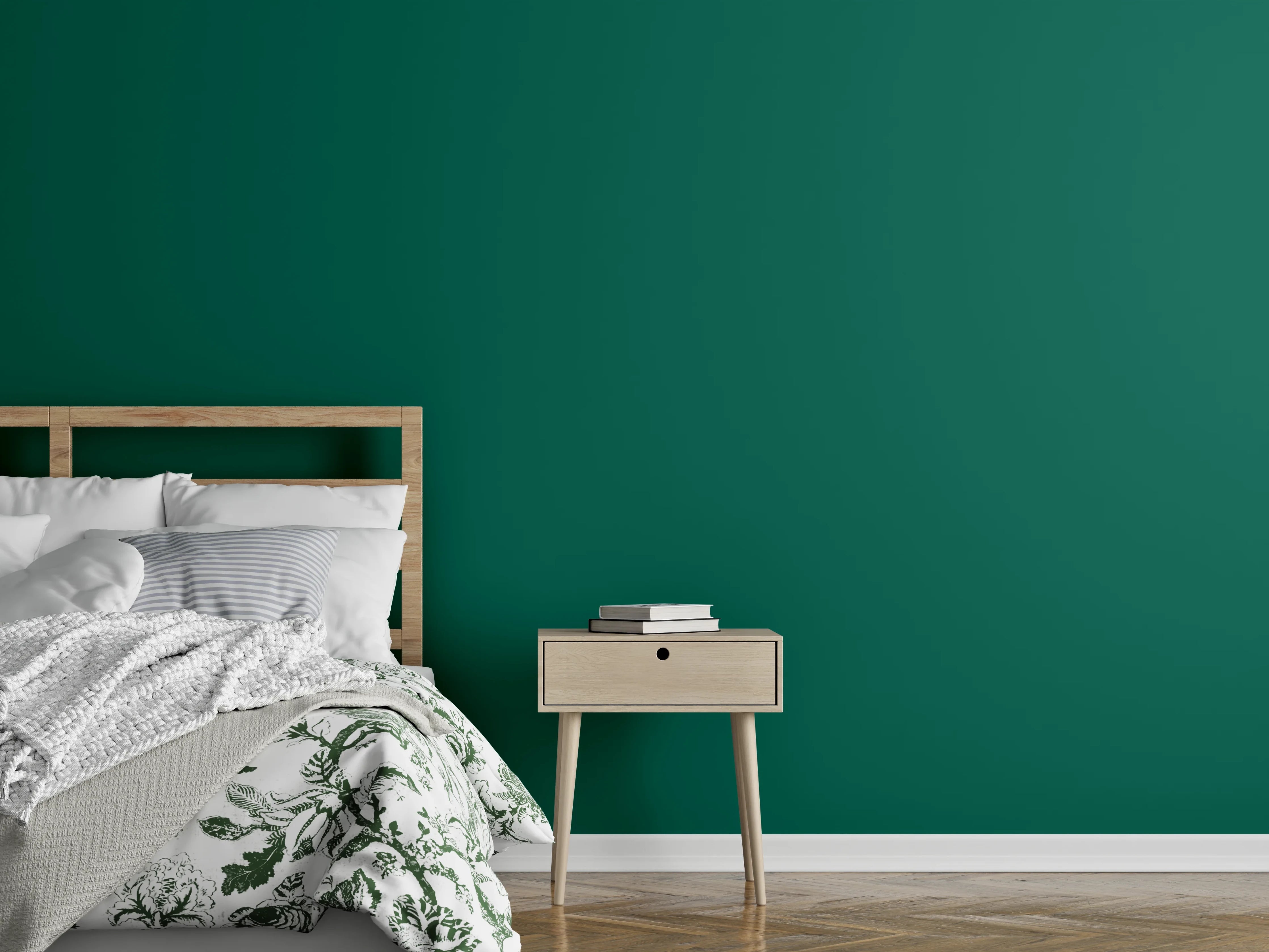 Wandverkleidung Schlafzimmer - RAL 6036 (Perlopalgrün)