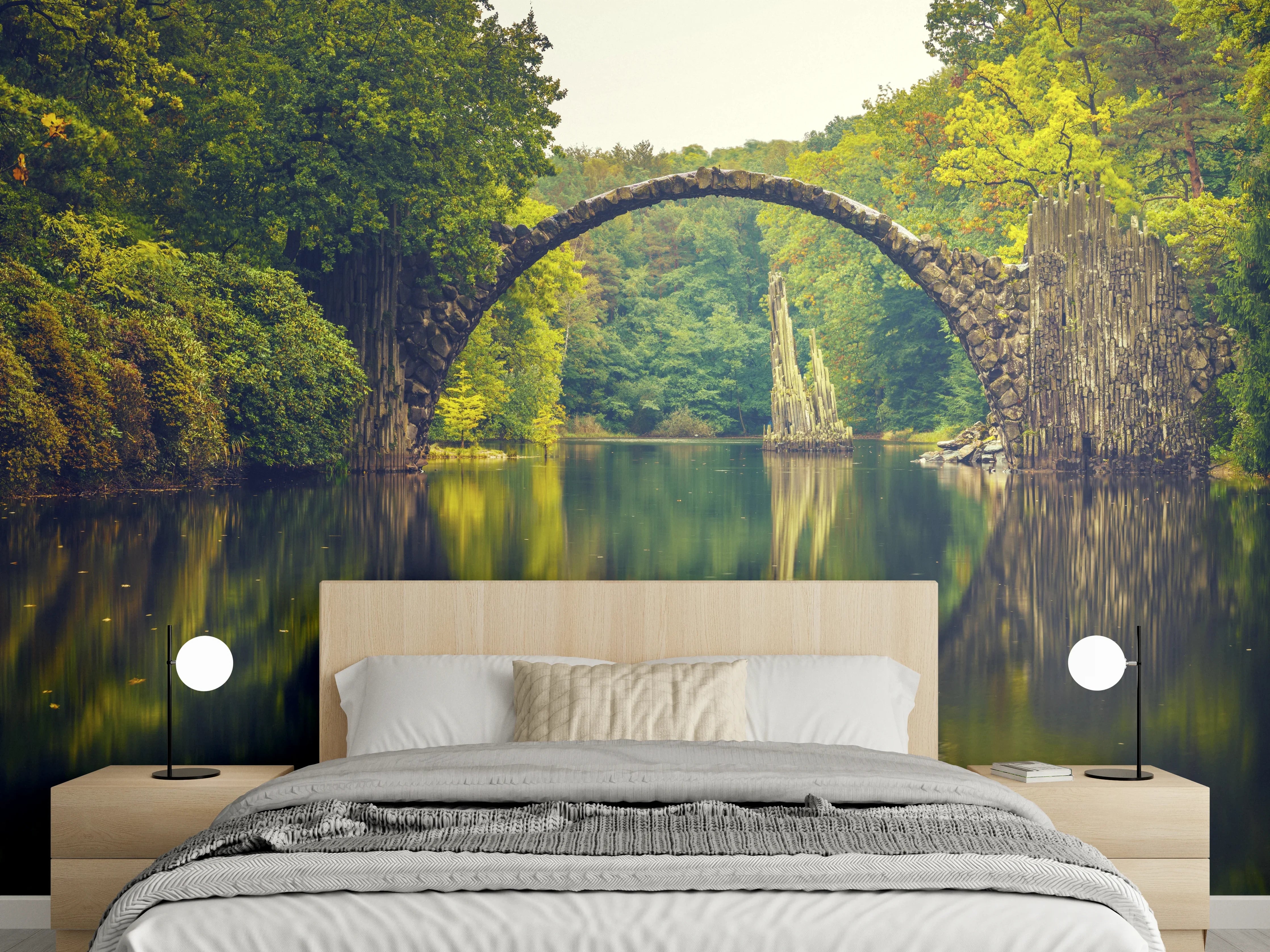 Wandverkleidung Schlafzimmer - Rakotz bridge in Kromlau