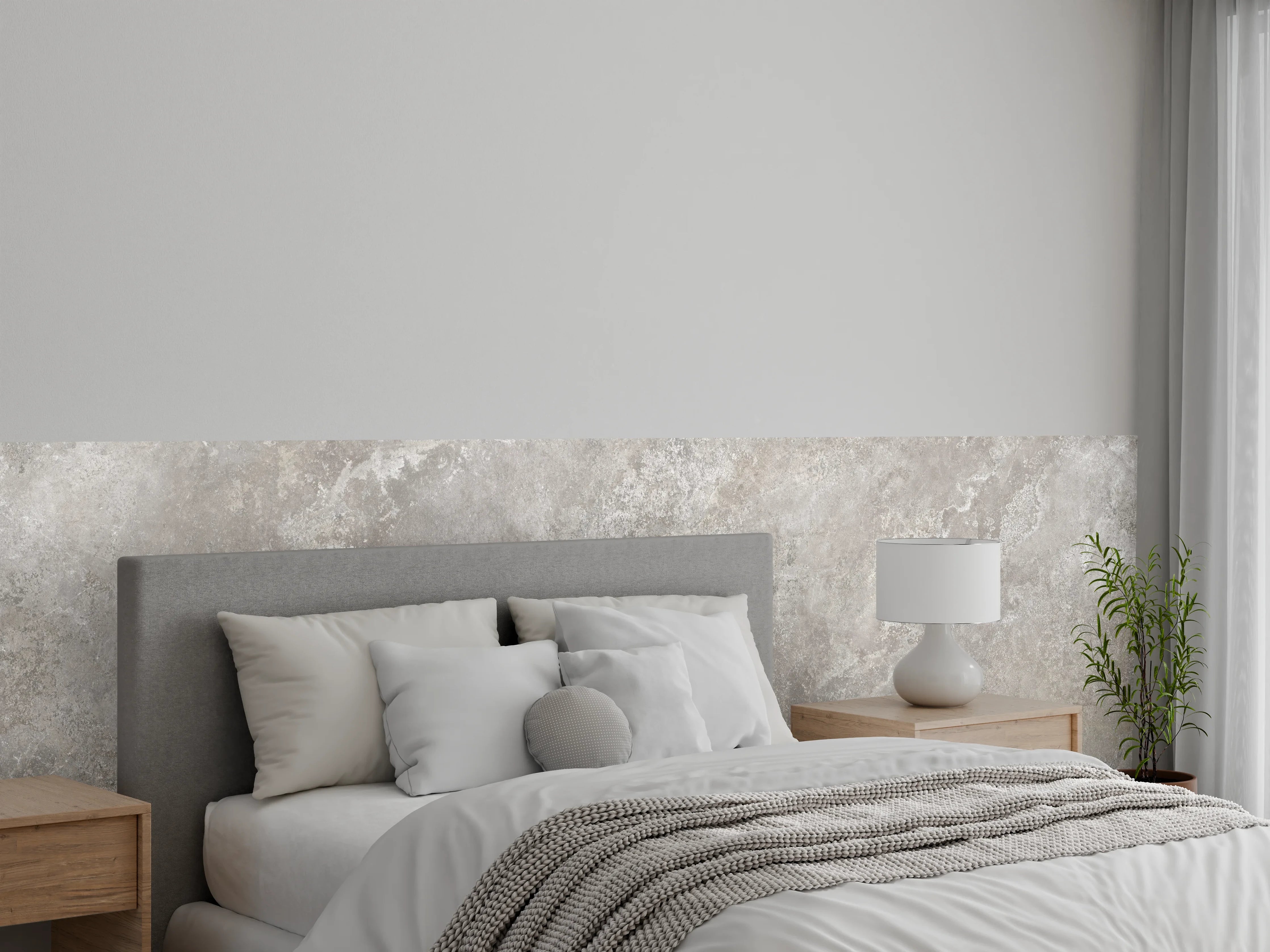 Wandverkleidung Schlafzimmer - Raue Zement Struktur