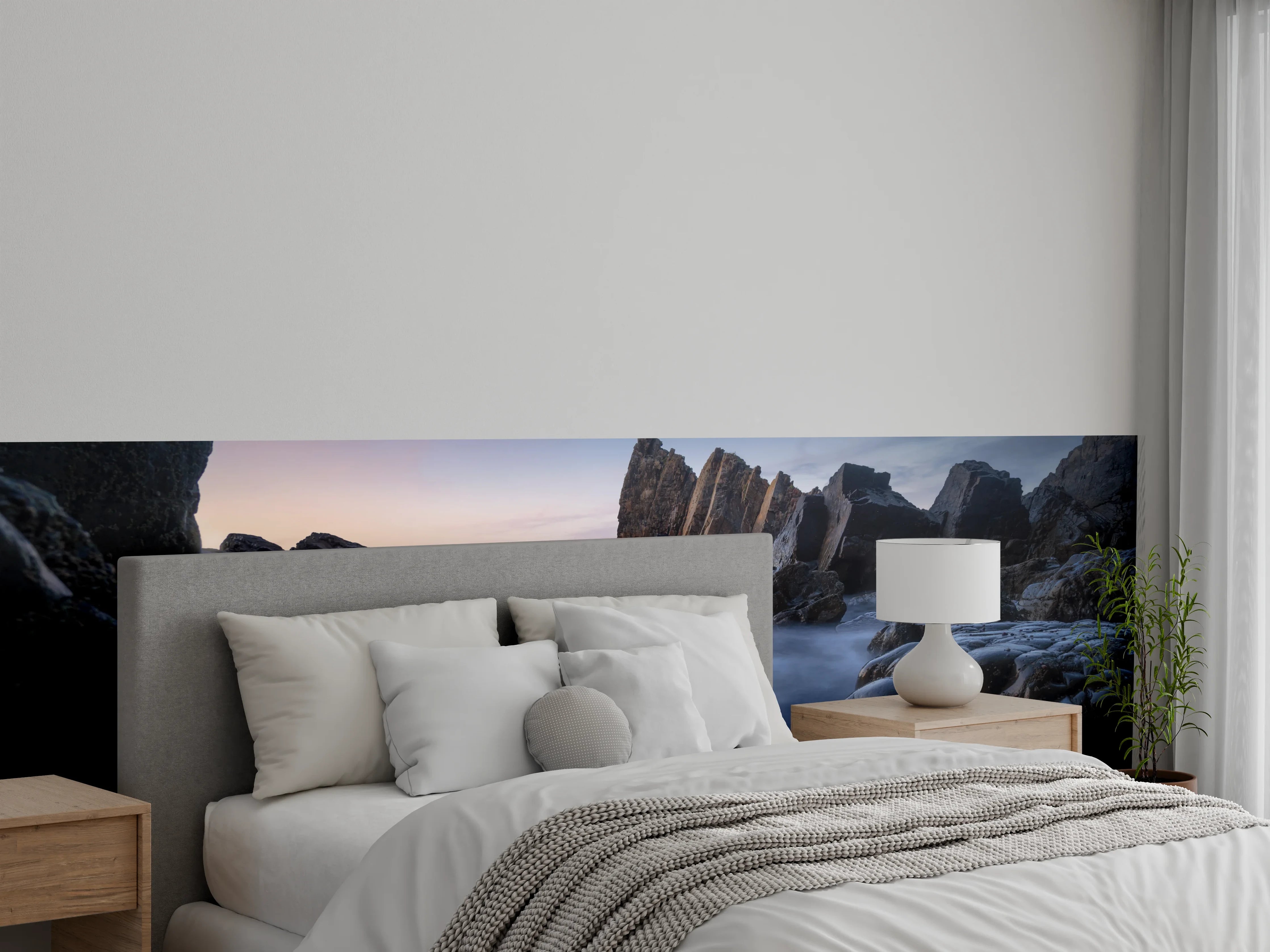 Wandverkleidung Schlafzimmer - Rauhe Küstenfelsen bei Sonnenuntergang