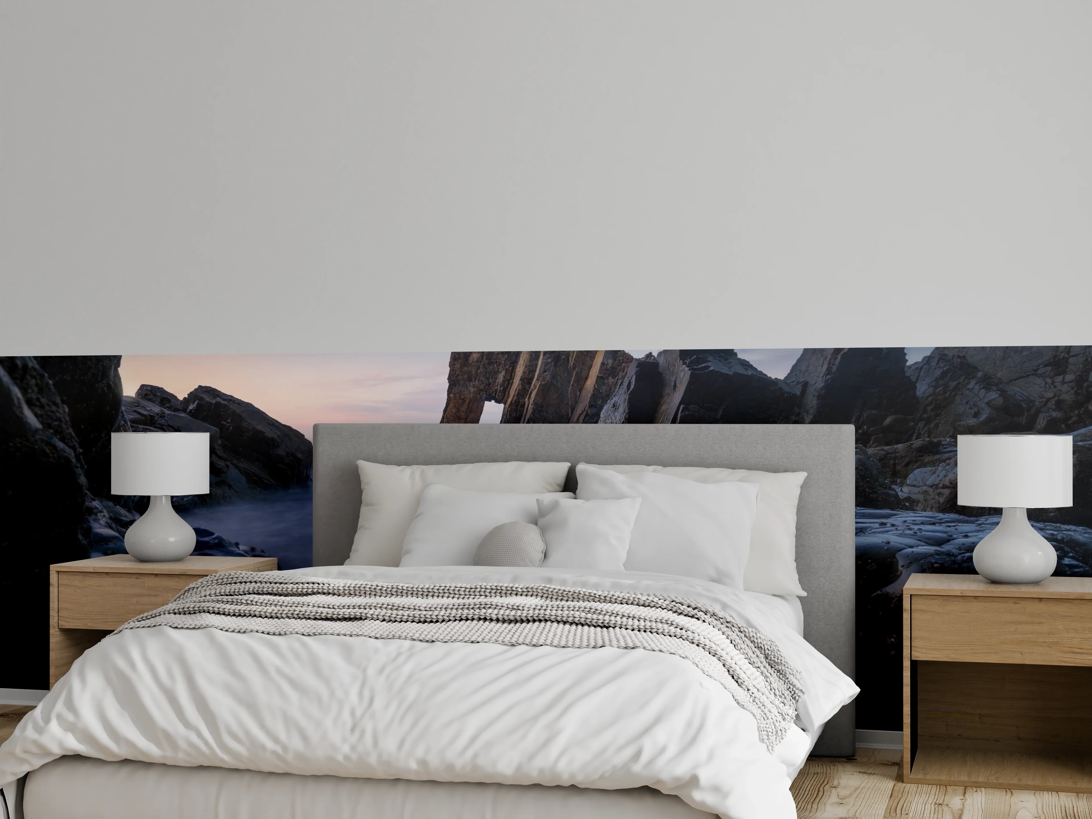 Wandverkleidung Schlafzimmer - Rauhe Küstenfelsen bei Sonnenuntergang
