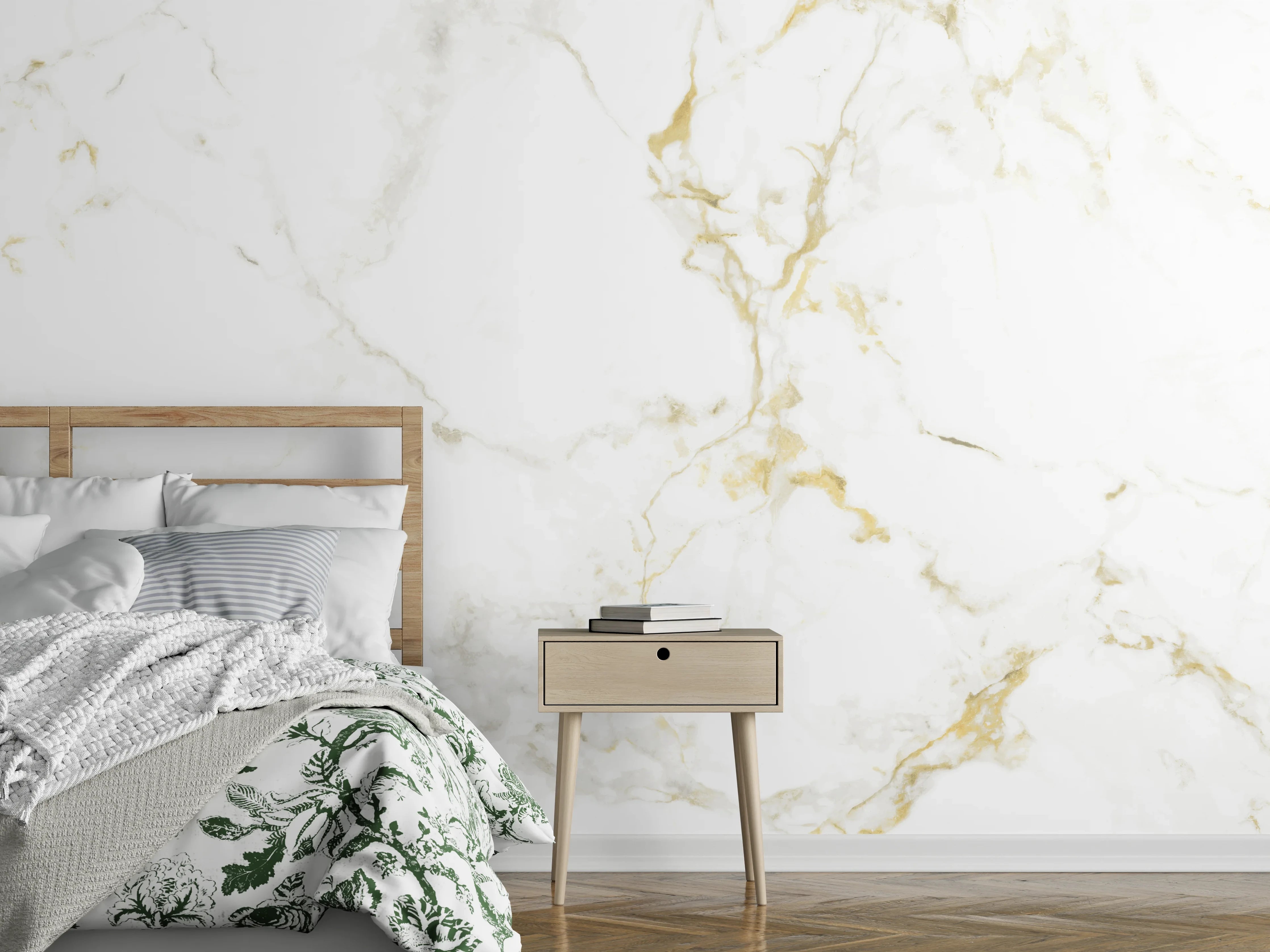 Wandverkleidung Schlafzimmer - Realistische Goldmarmor Textur