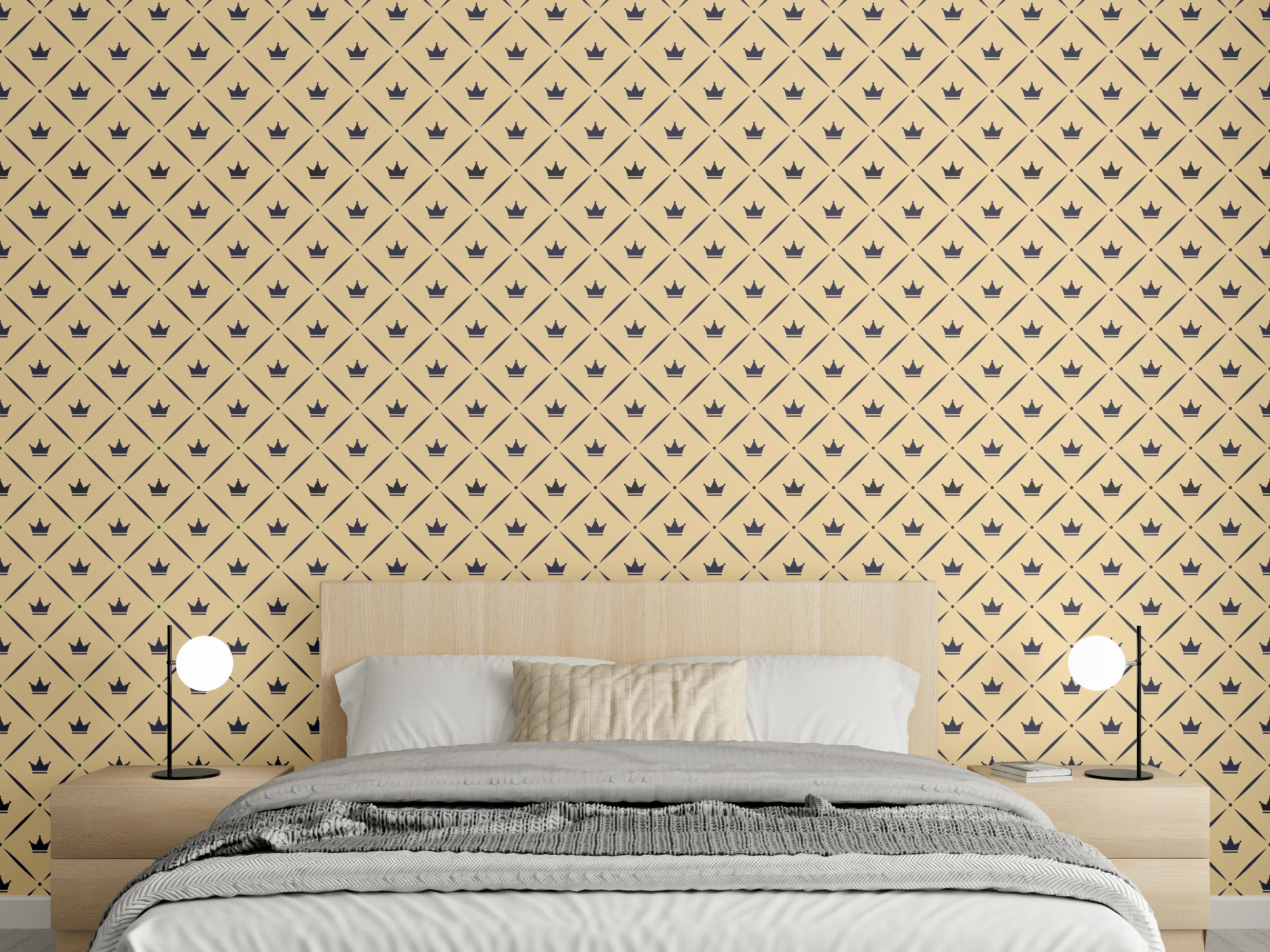 Wandverkleidung Schlafzimmer - Retro Diamantmuster in Beige Braun