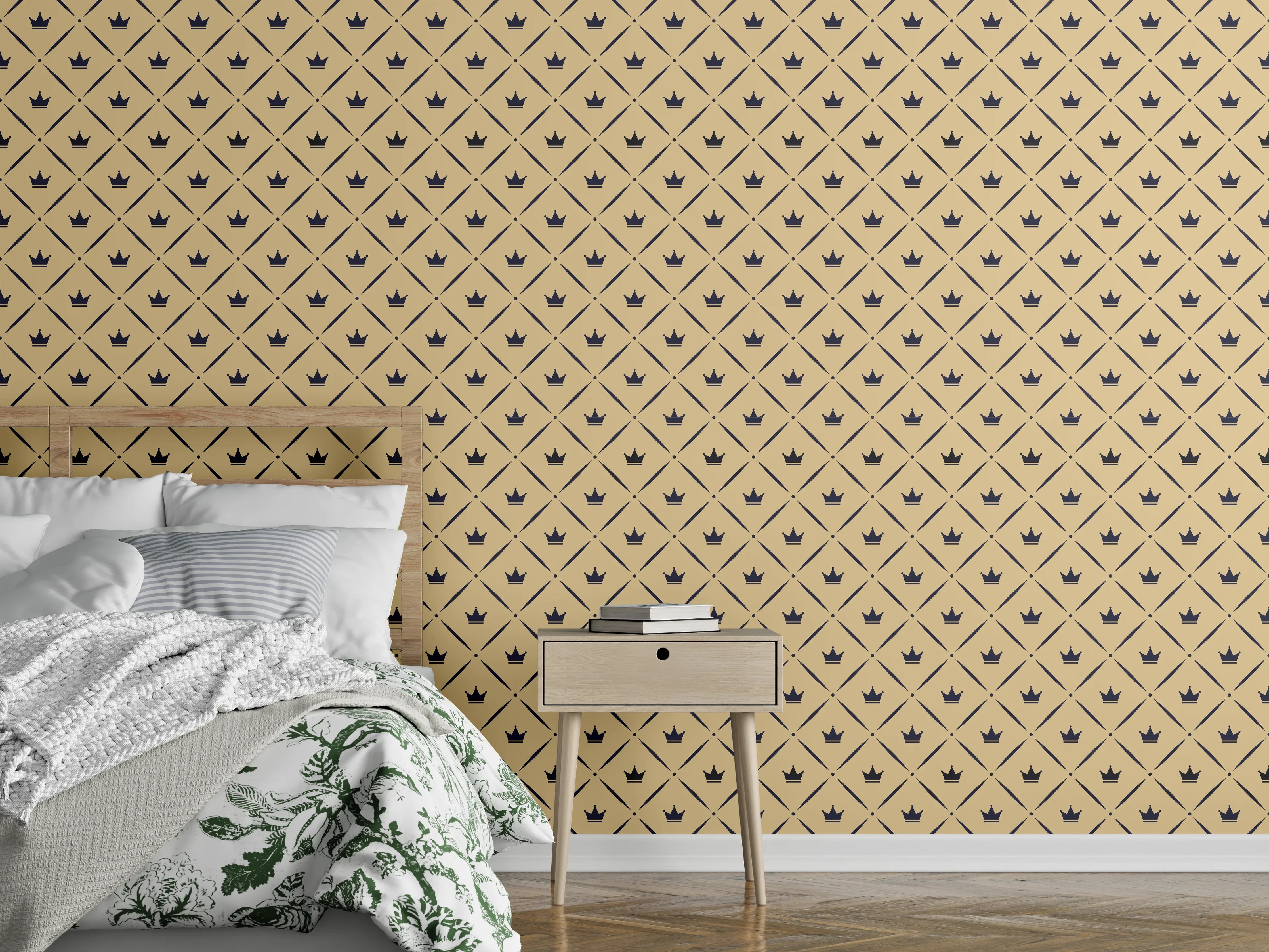 Wandverkleidung Schlafzimmer - Retro Diamantmuster in Beige Braun
