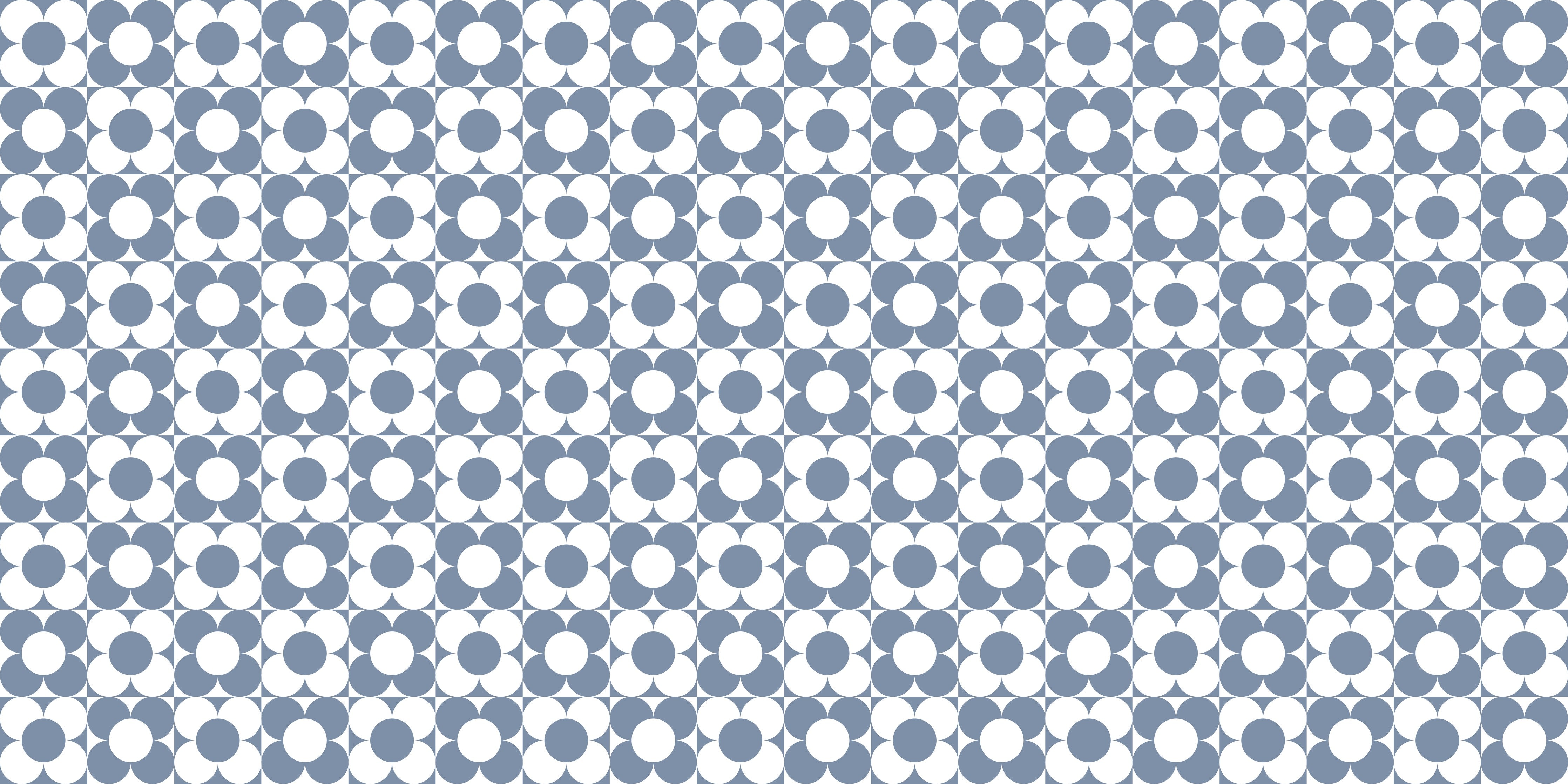 Wandverkleidung Schlafzimmer-Retro-Kreise Muster in Blau-Weiß