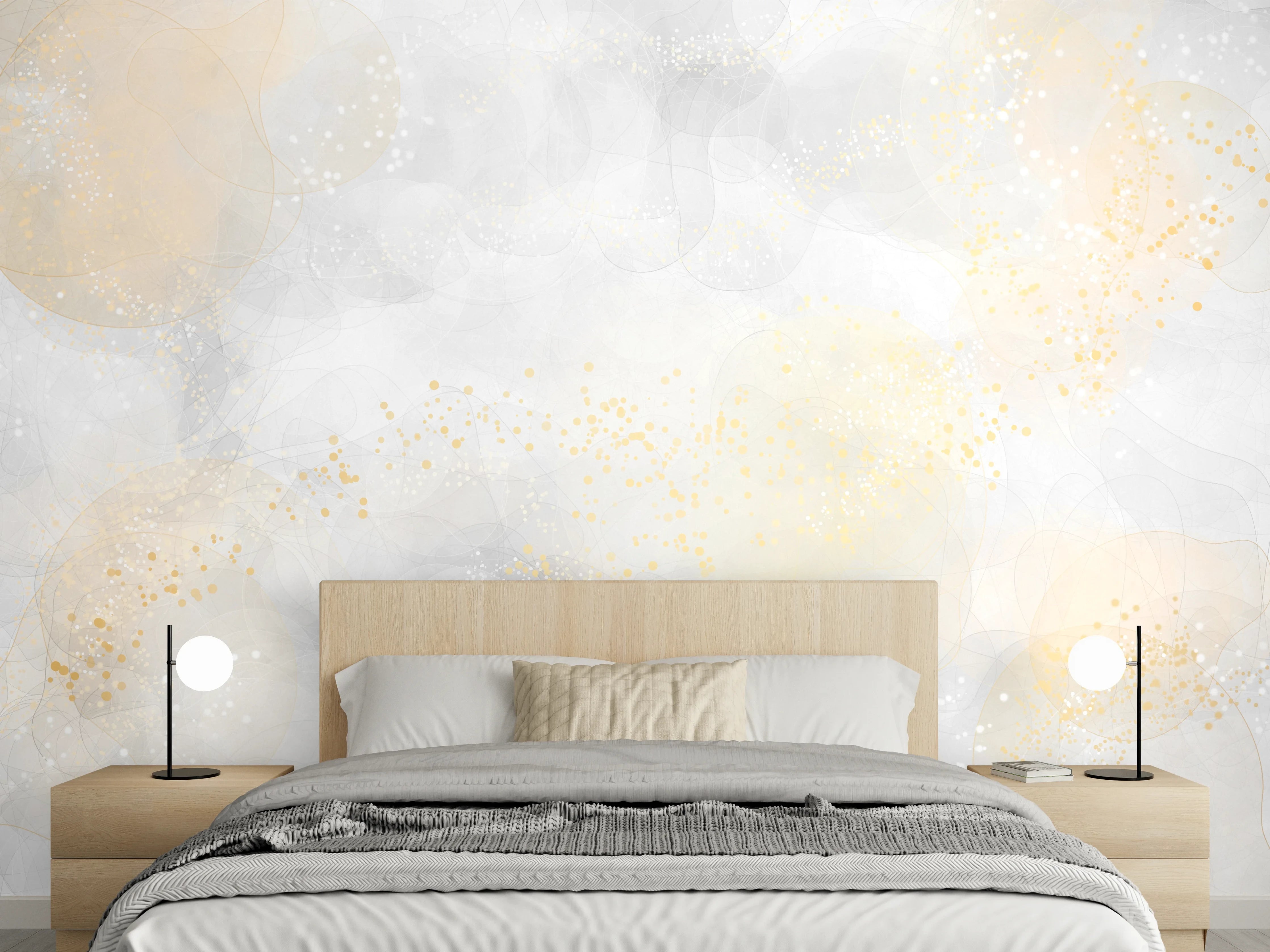 Wandverkleidung Schlafzimmer - Retro Kunsttextur - Aquarellillustration
