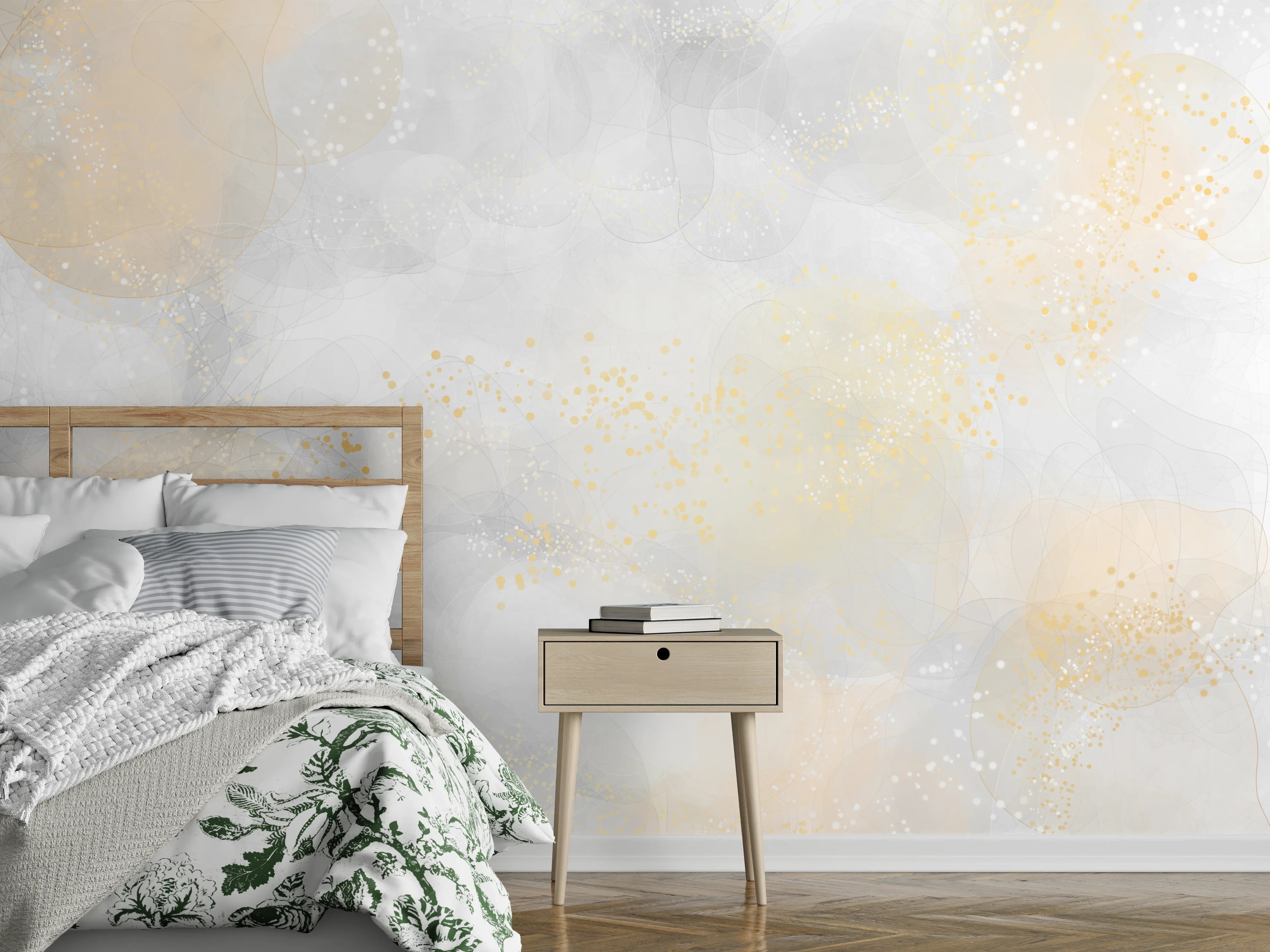 Wandverkleidung Schlafzimmer - Retro Kunsttextur - Aquarellillustration