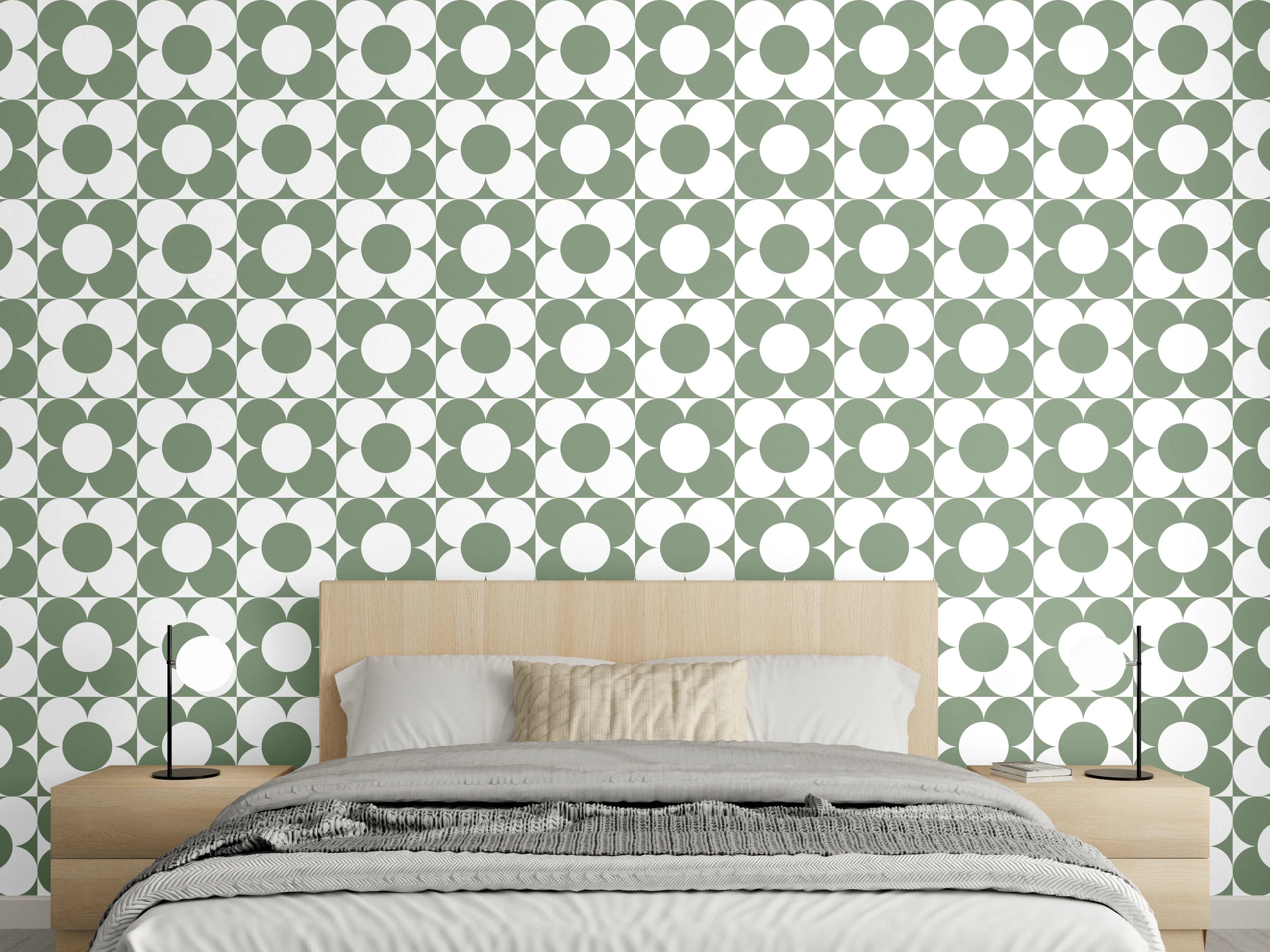 Wandverkleidung Schlafzimmer - Retro-Muster Tapete für stilvolle Akzente