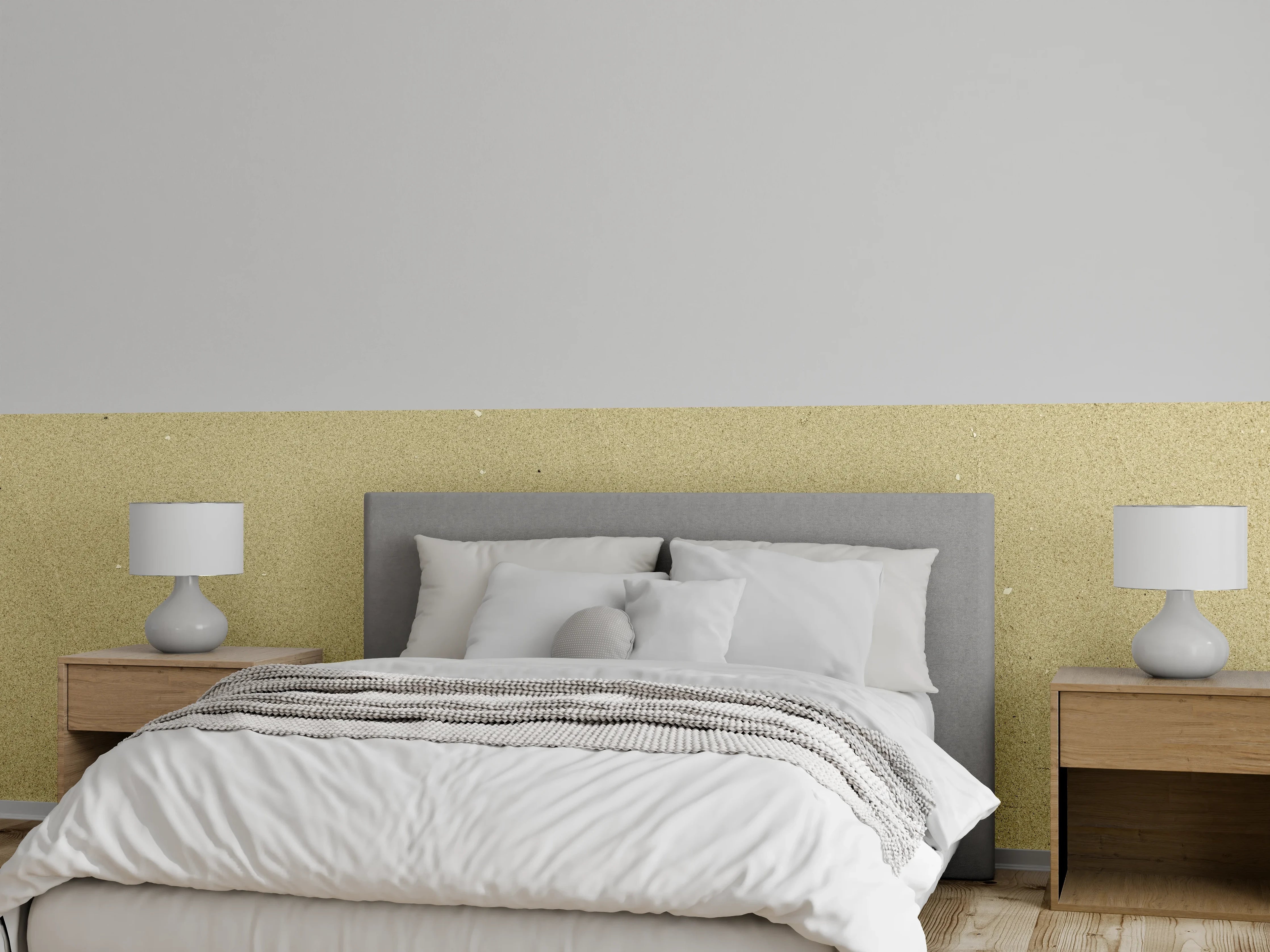 Wandverkleidung Schlafzimmer - Retro Sandbeige Struktur Tapete