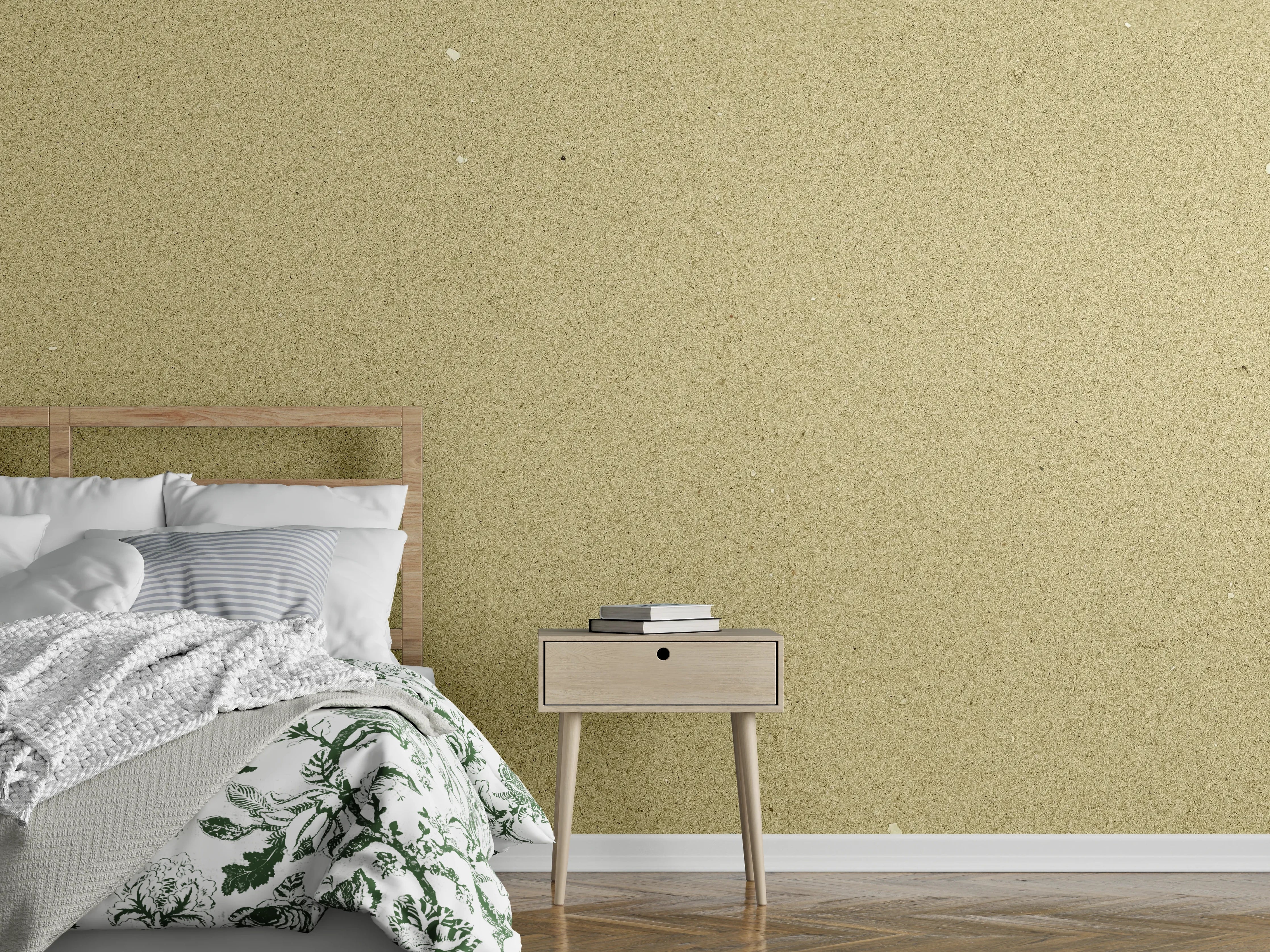 Wandverkleidung Schlafzimmer - Retro Sandbeige Struktur Tapete