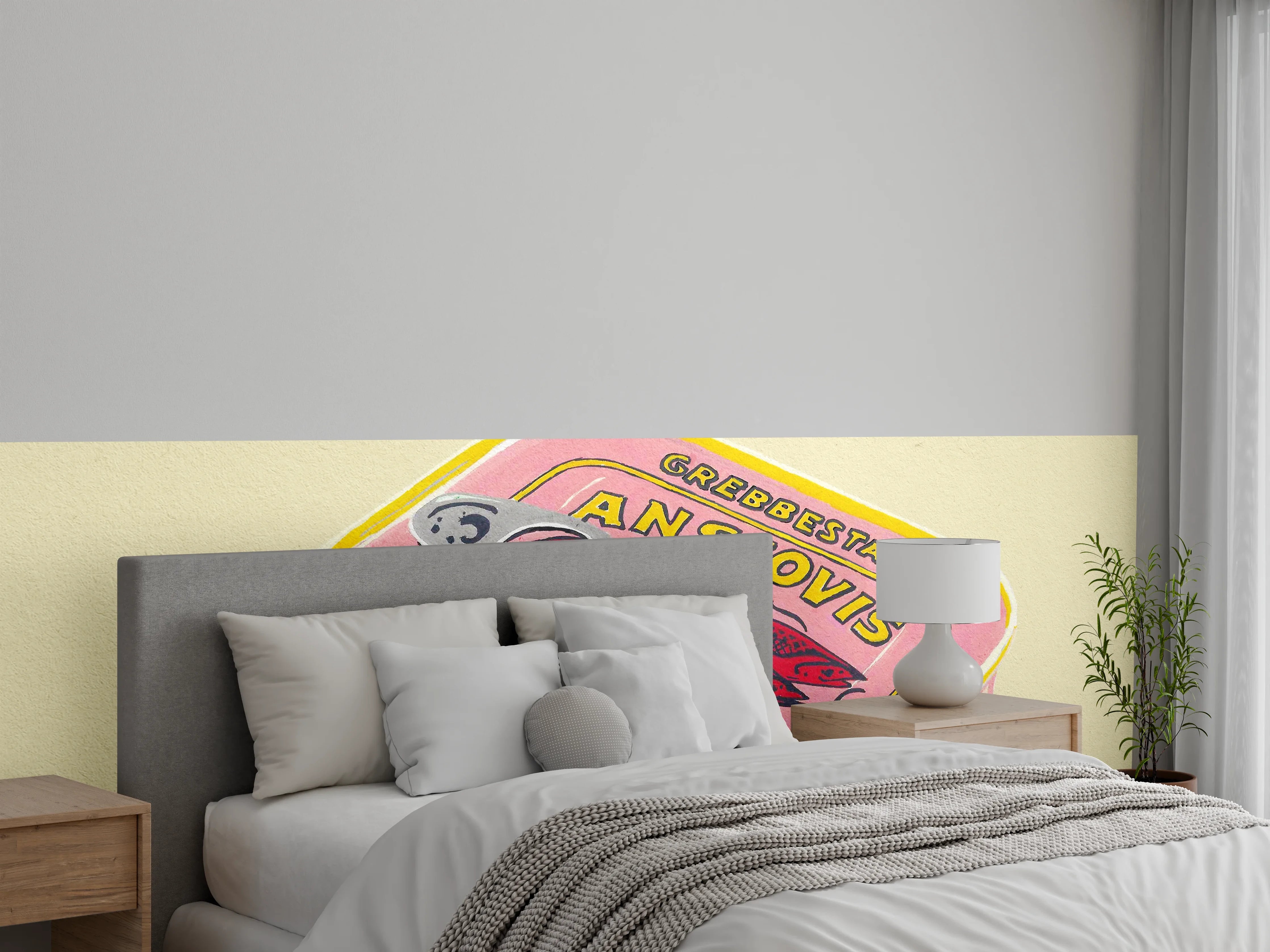 Wandverkleidung Schlafzimmer - Retro Sardinendose Illustration Pop Art