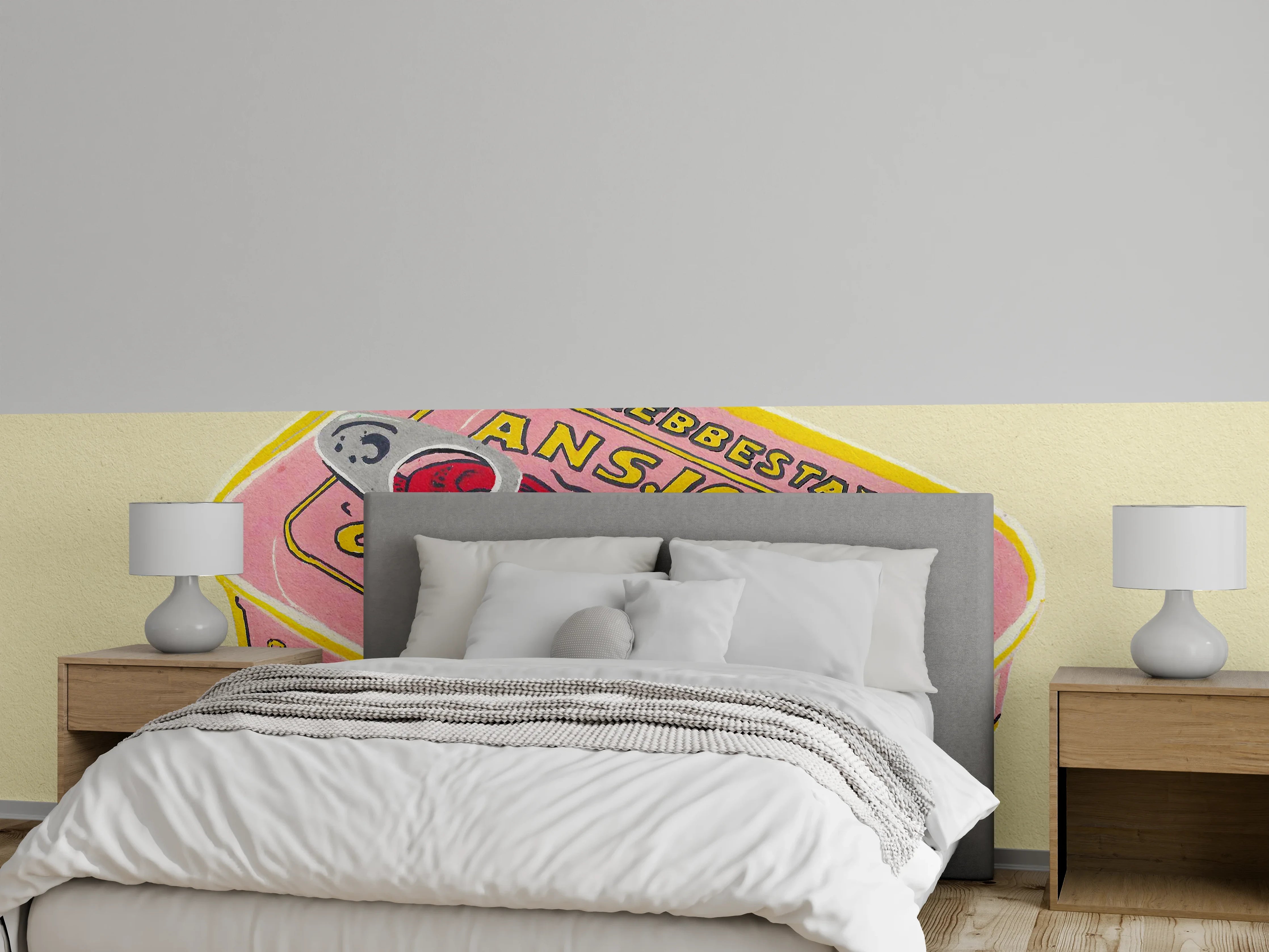 Wandverkleidung Schlafzimmer - Retro Sardinendose Illustration Pop Art