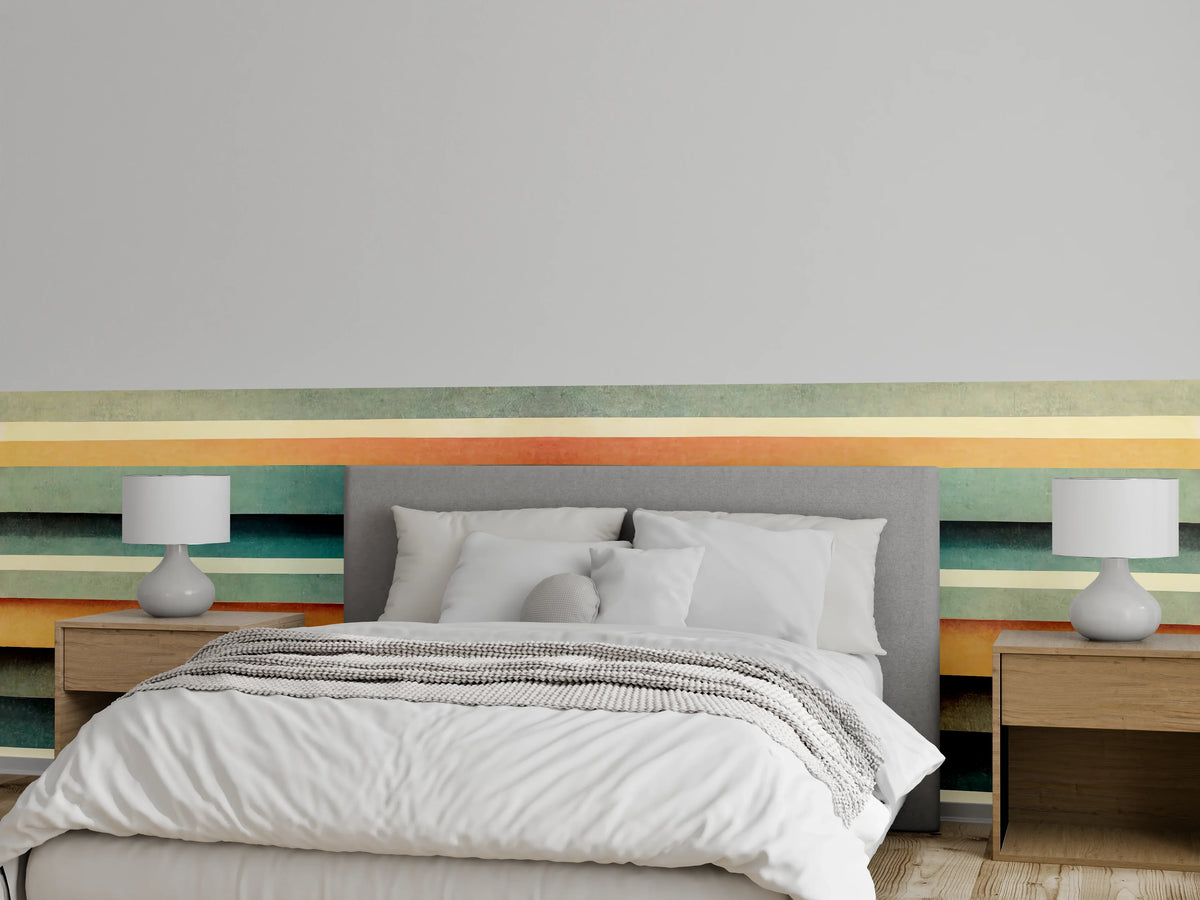 Wandverkleidung Schlafzimmer - Retro Streifenmuster in warmen Tönen