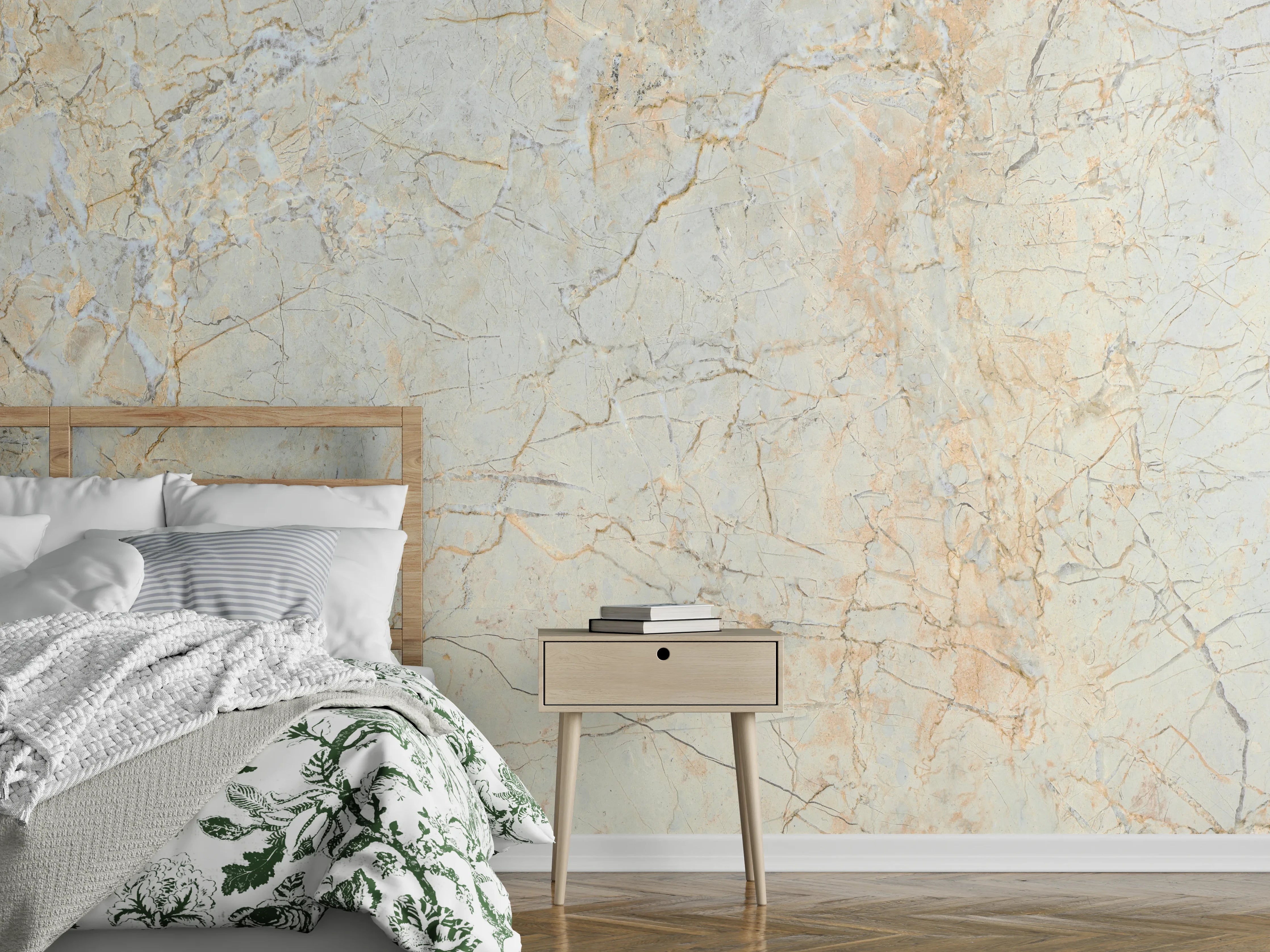 Wandverkleidung Schlafzimmer - Rissige Marmorwand