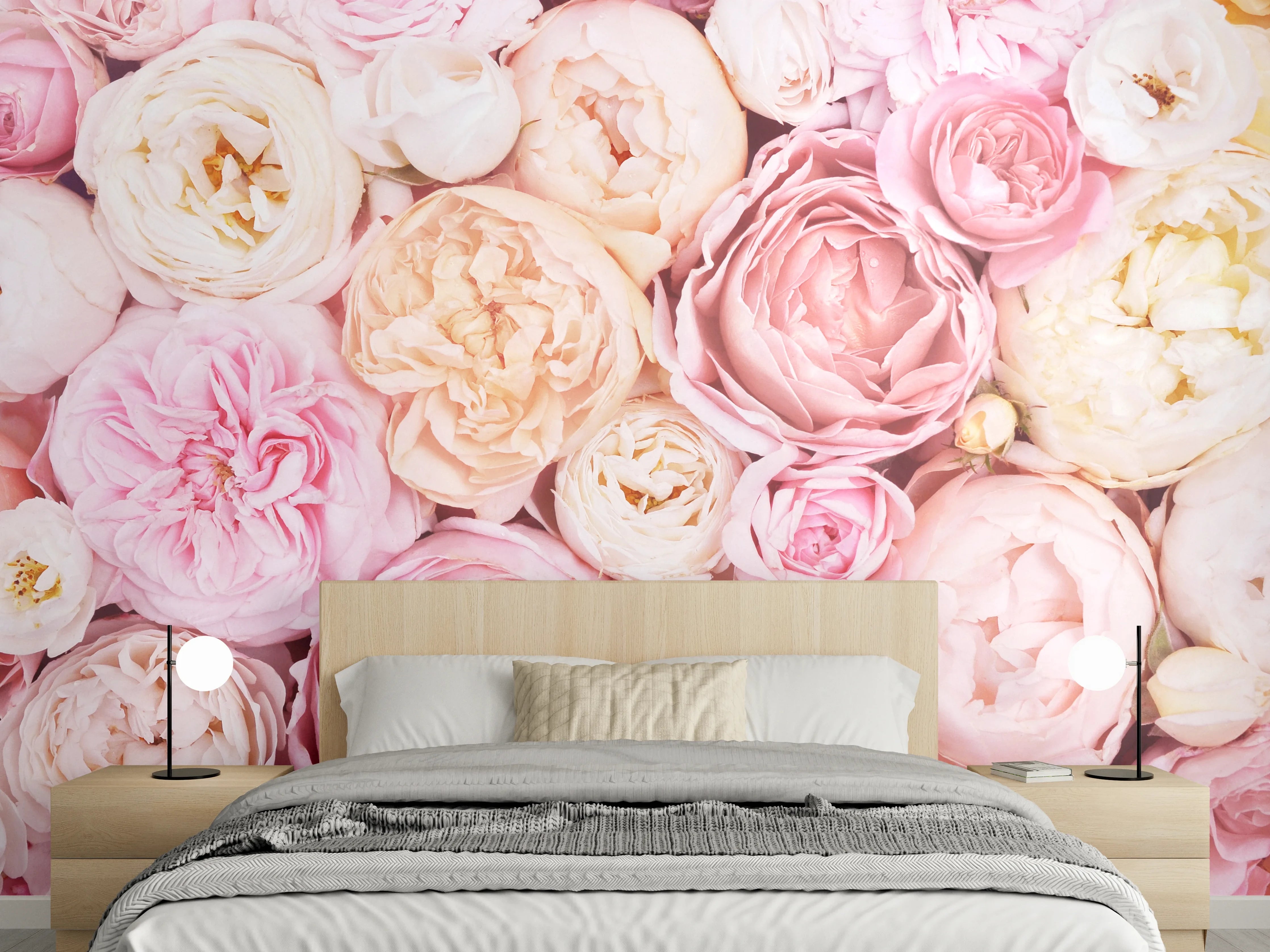 Wandverkleidung Schlafzimmer - Romantische Blütenpracht Rosé Pastell