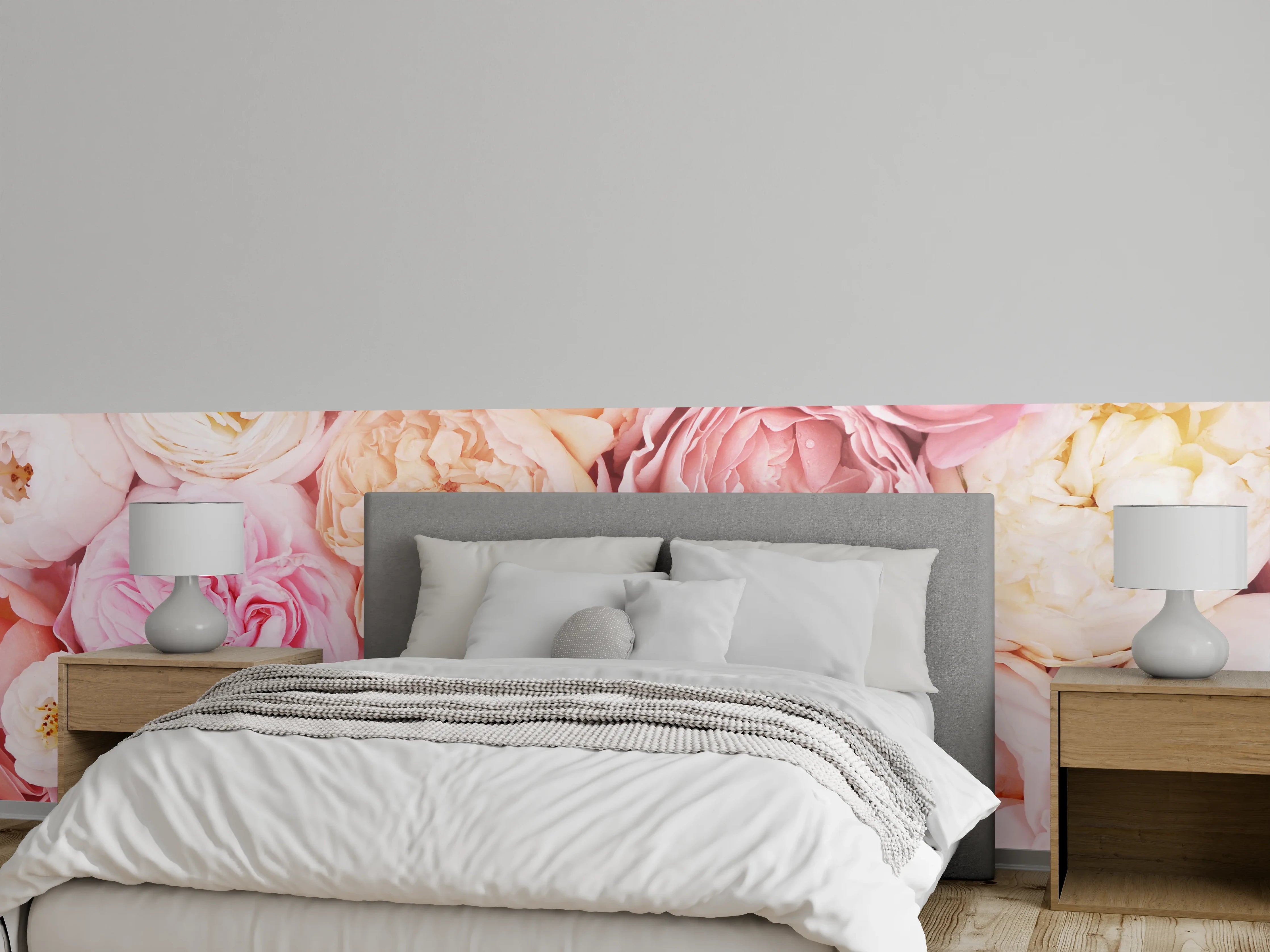 Wandverkleidung Schlafzimmer - Romantische Blütenpracht Rosé Pastell