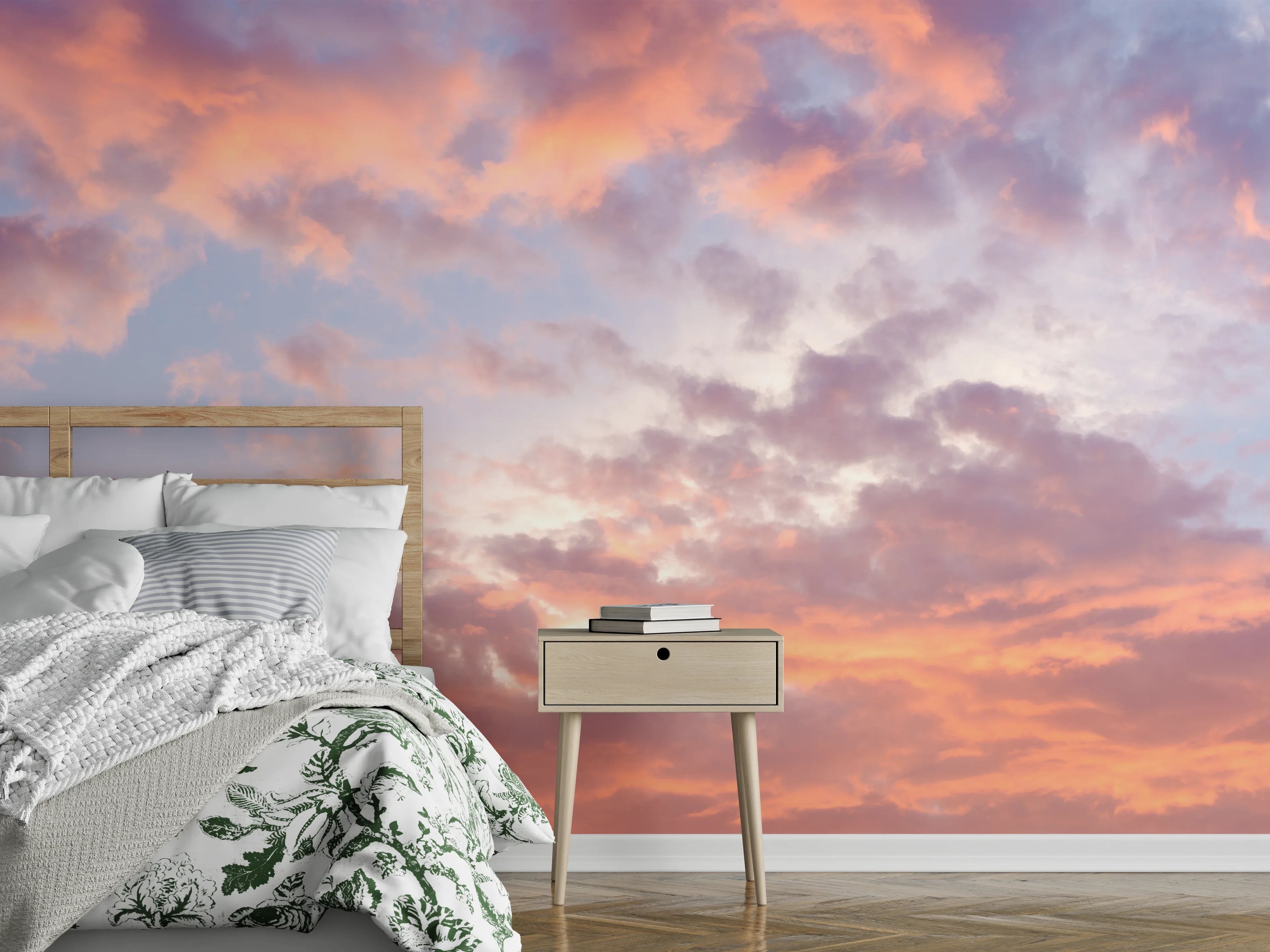 Wandverkleidung Schlafzimmer - Romantischer Himmel mit Abendrot