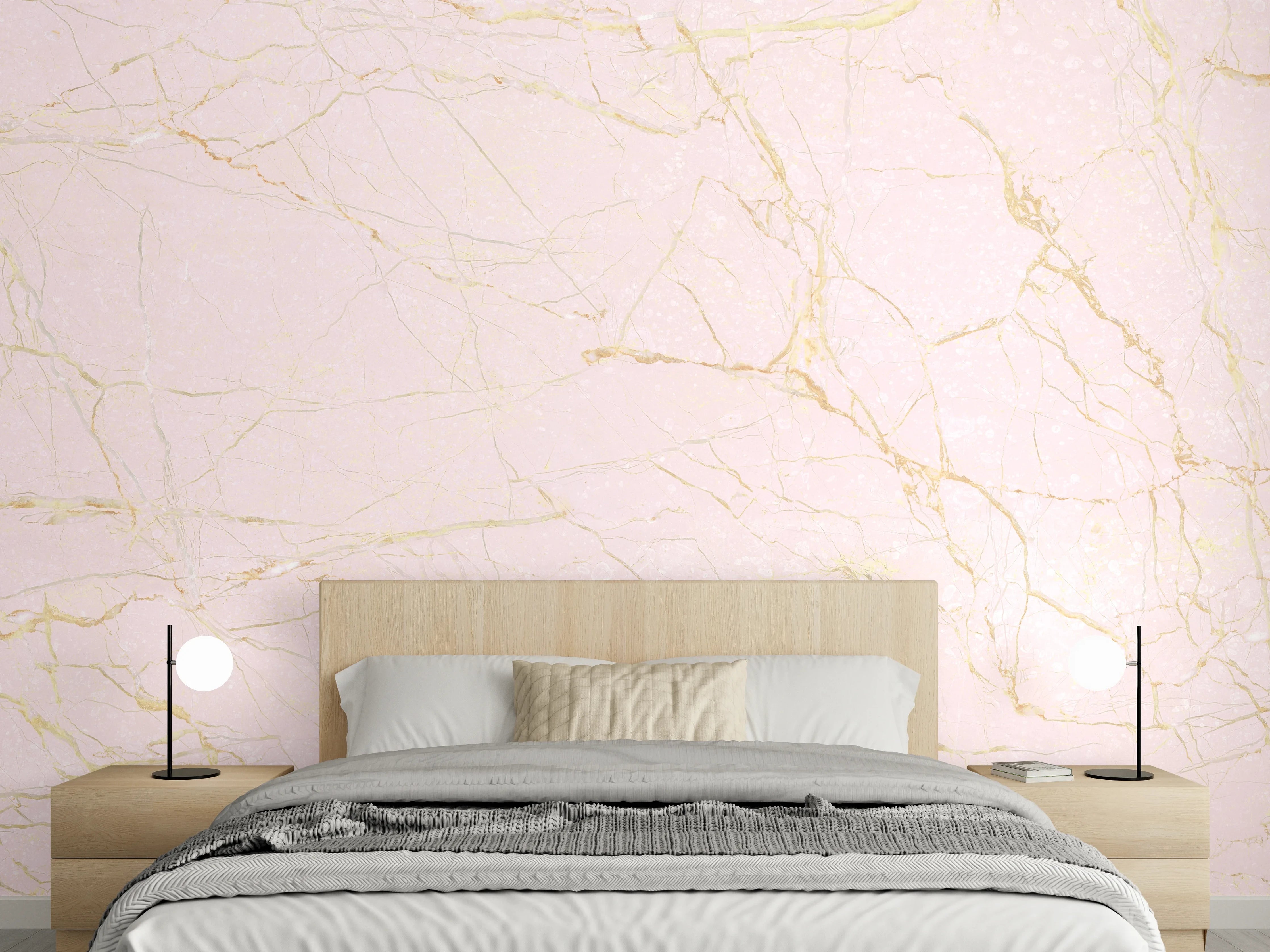 Wandverkleidung Schlafzimmer - Rosa-Gold Marmor