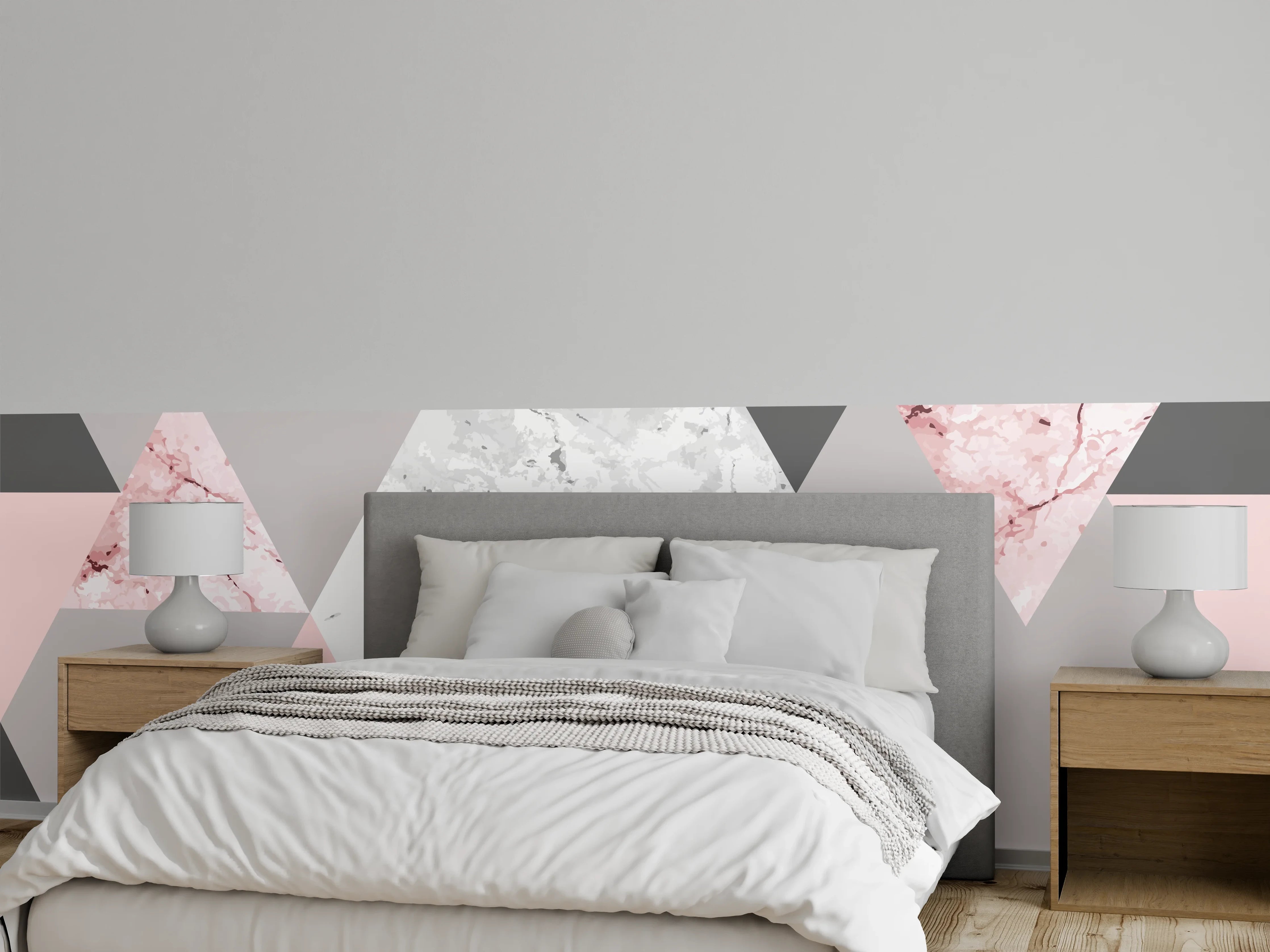 Wandverkleidung Schlafzimmer - Rosa Marmor Geometrie Tapetenmuster