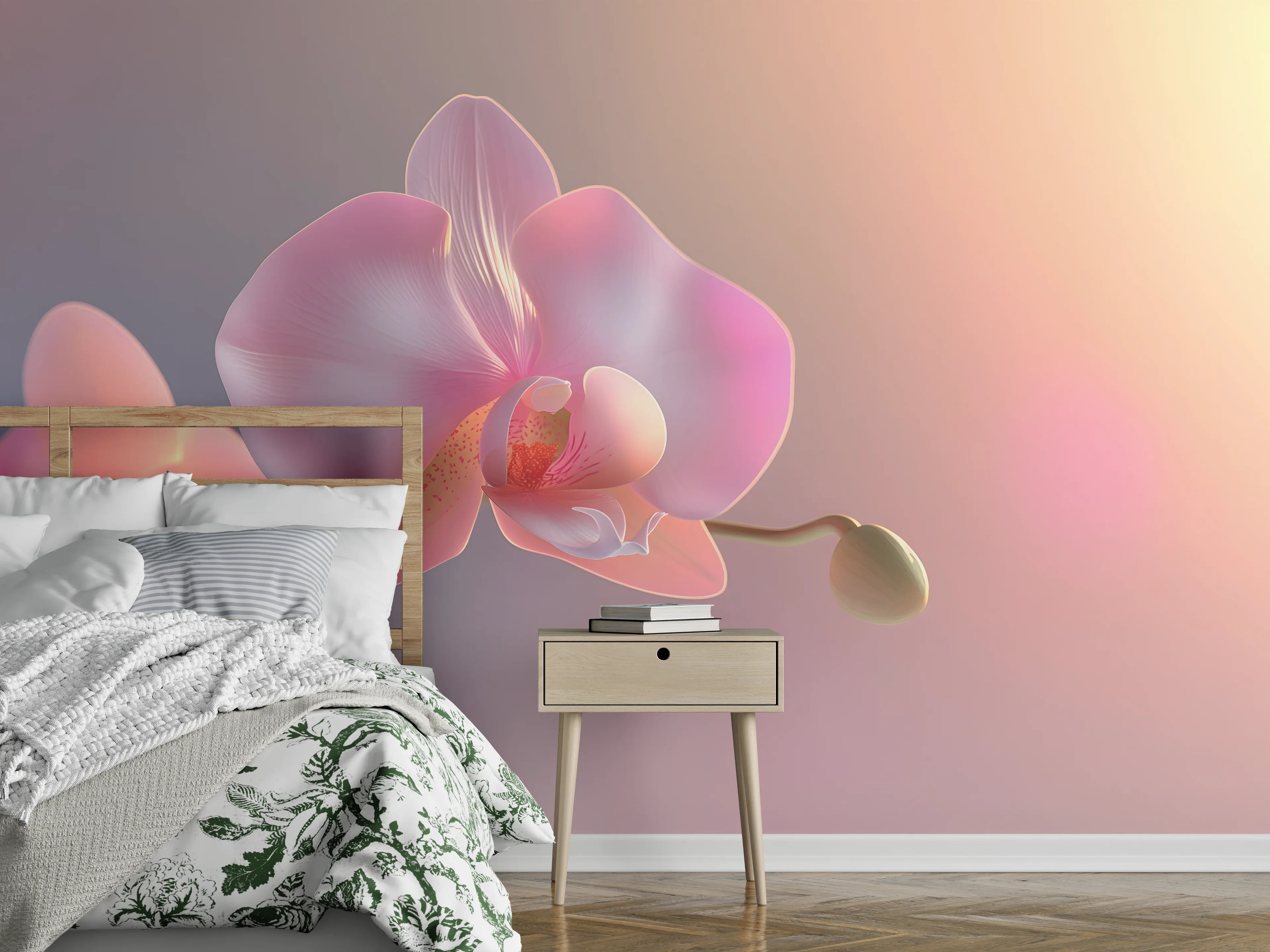 Wandverkleidung Schlafzimmer - Rosa Orchidee Pastellhintergrund