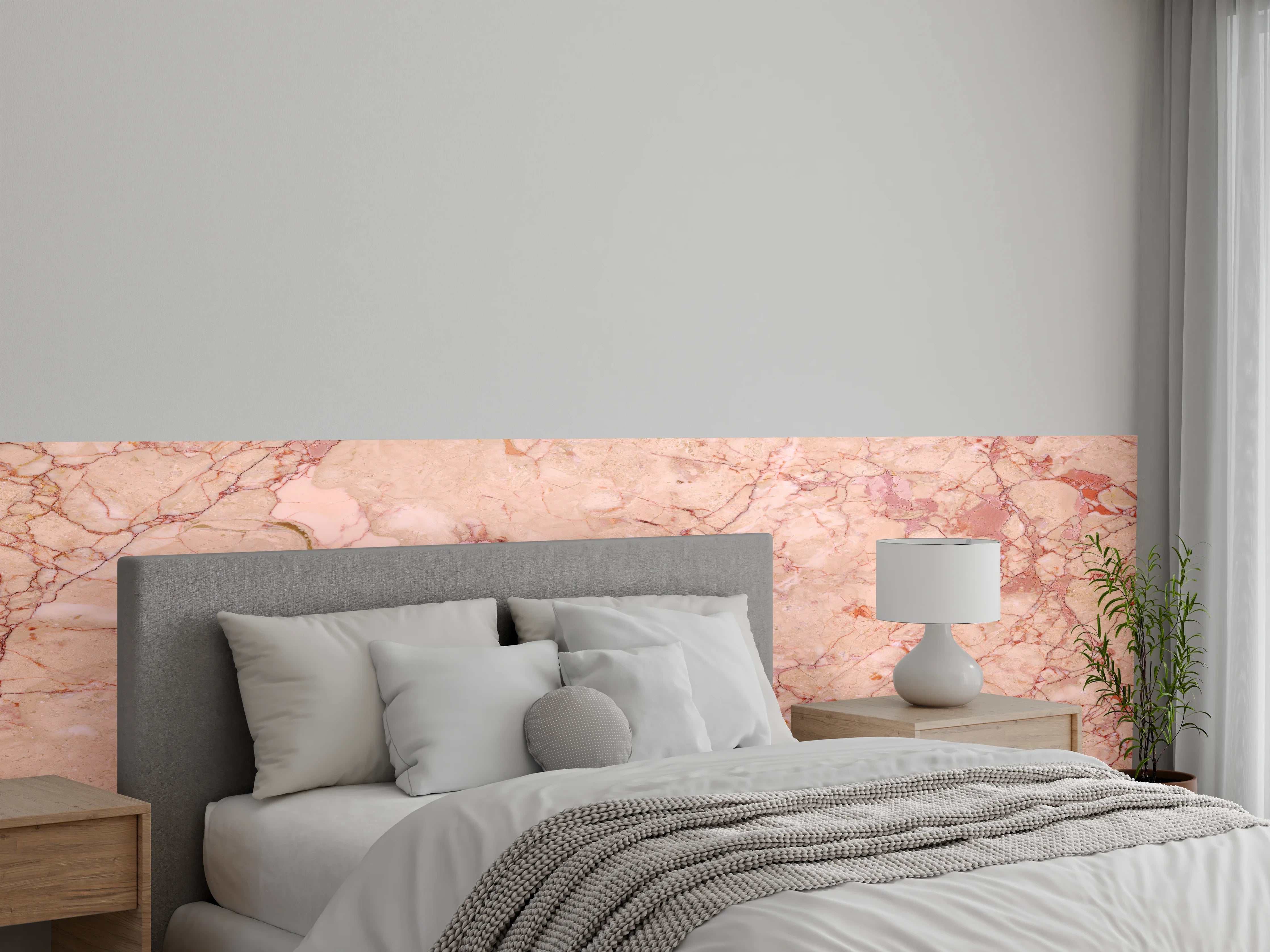 Wandverkleidung Schlafzimmer - Rosafarbener abstrakter Marmor