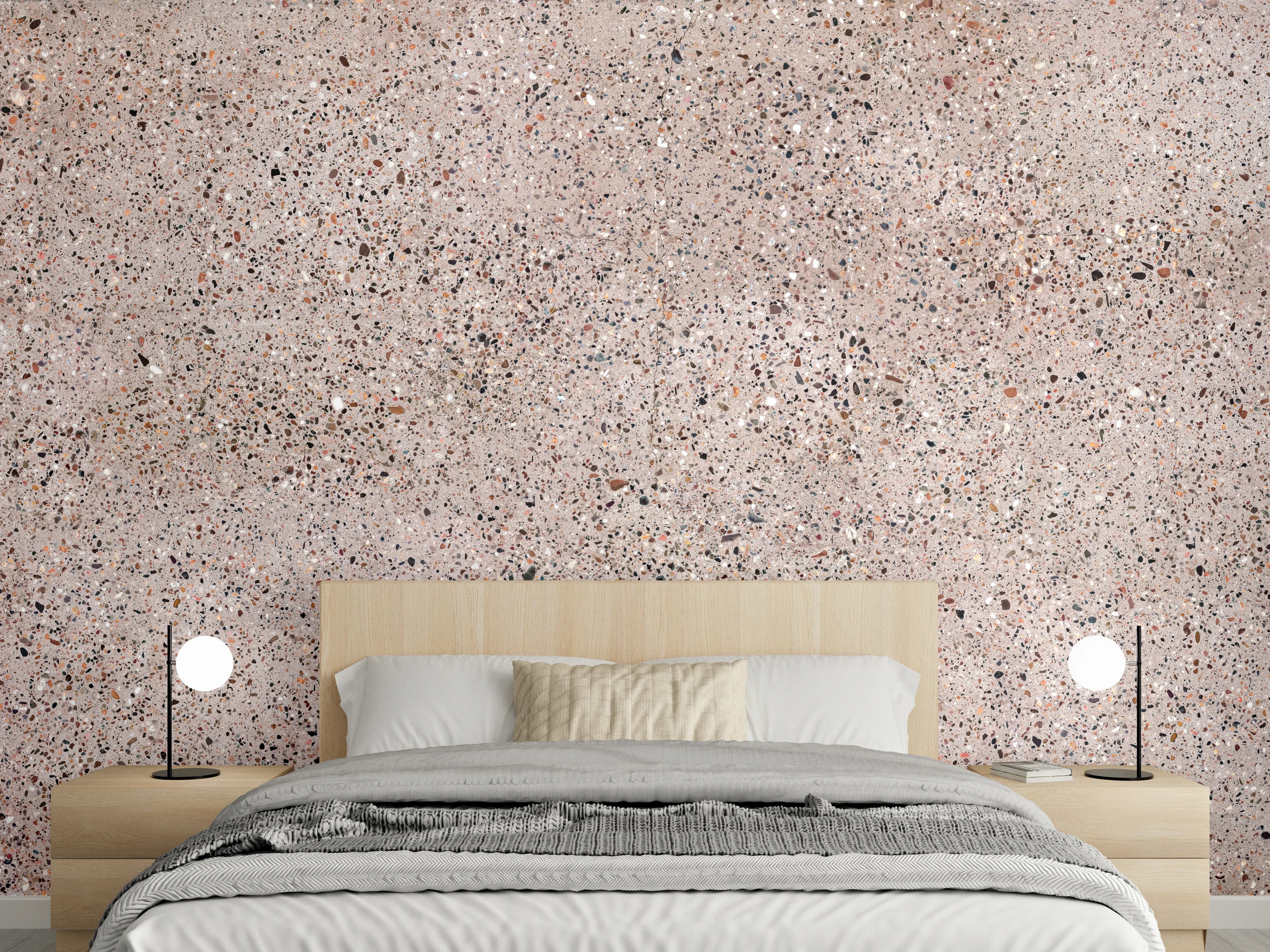 Wandverkleidung Schlafzimmer - Rosafarbige natürliche Mosaiksteine