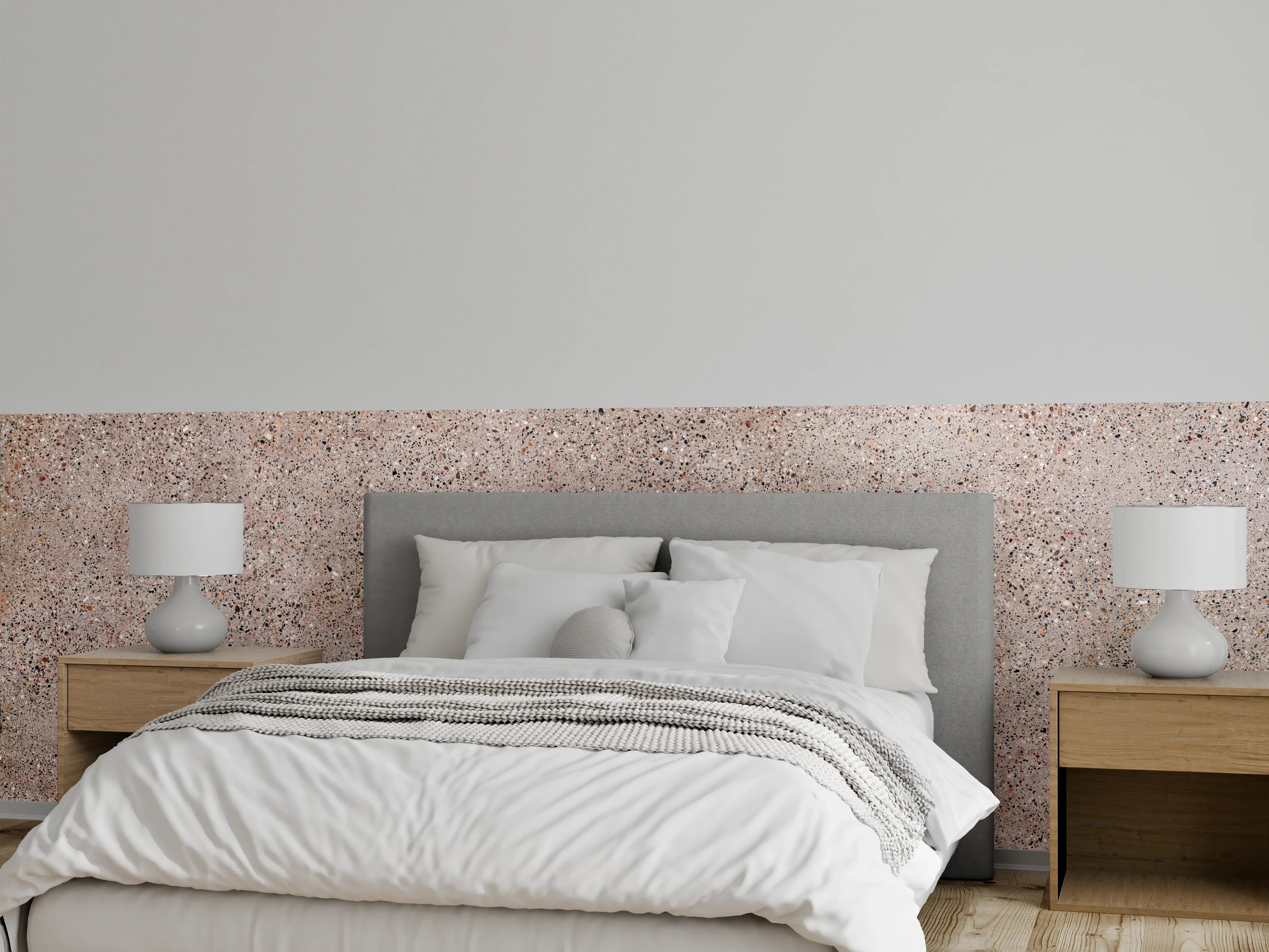 Wandverkleidung Schlafzimmer - Rosafarbige natürliche Mosaiksteine