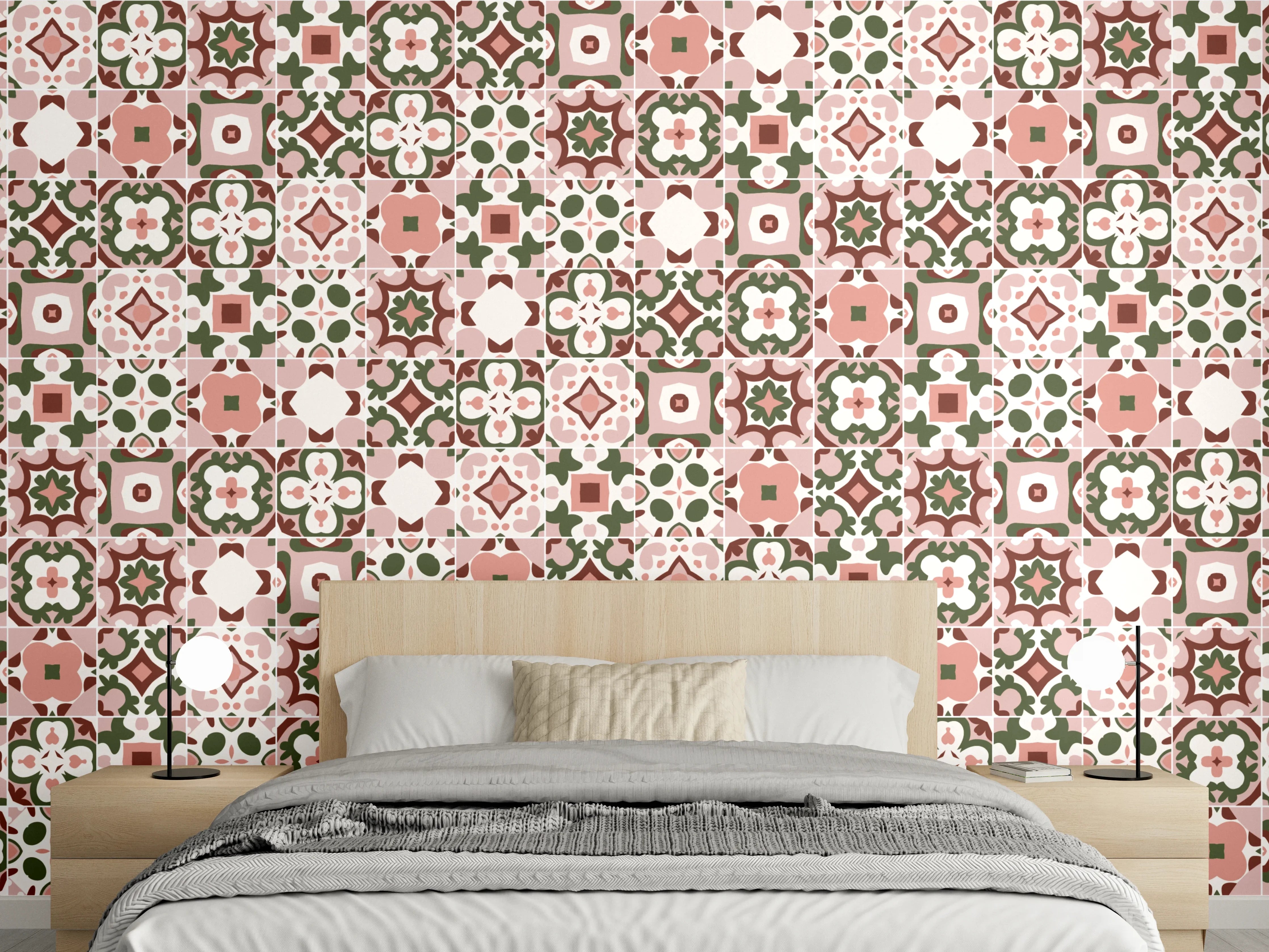 Wandverkleidung Schlafzimmer - Rosé-Goldenes Mosaikmuster