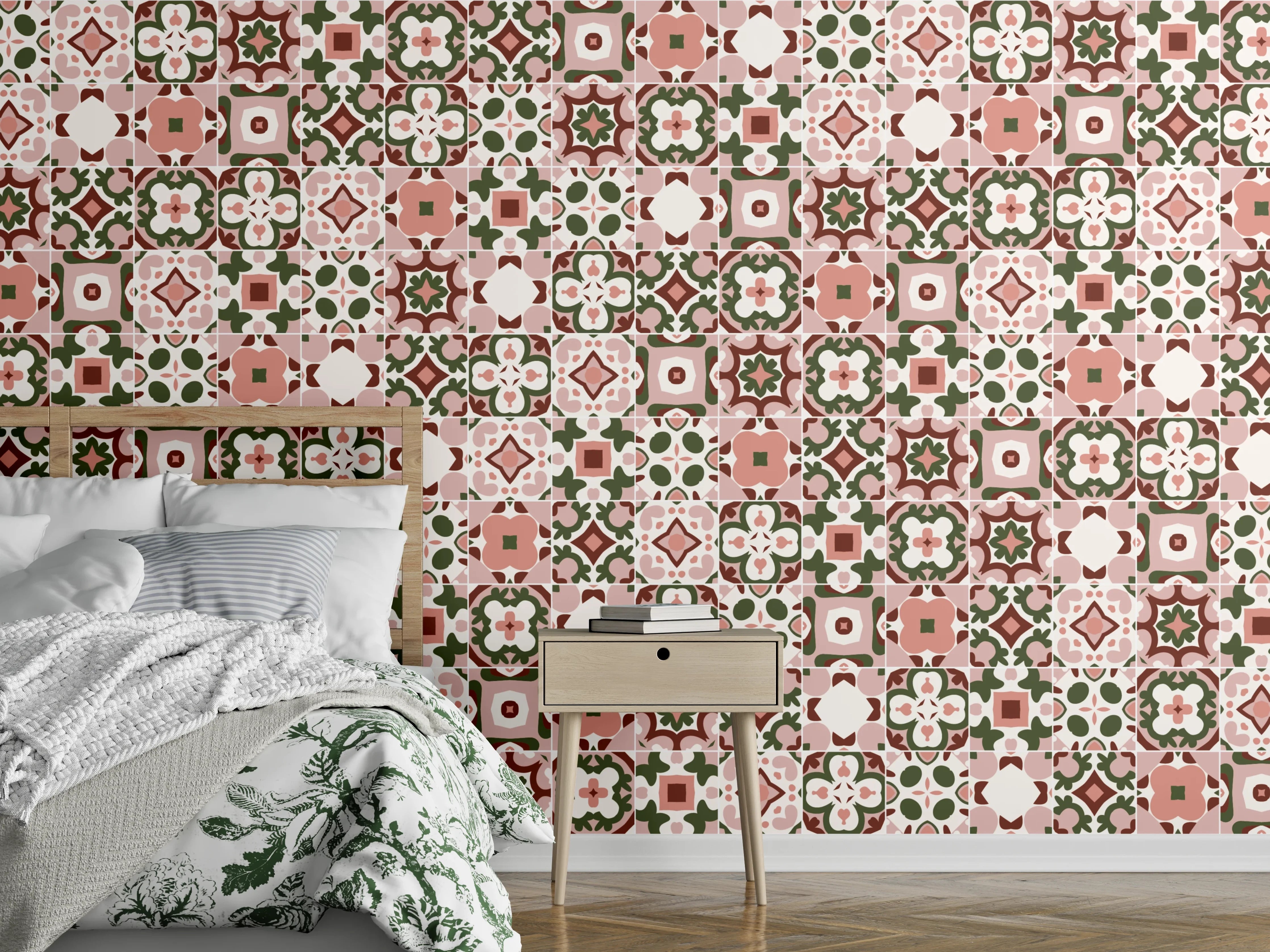 Wandverkleidung Schlafzimmer - Rosé-Goldenes Mosaikmuster